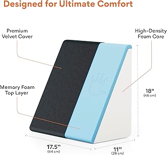 FOVERA Memory Foam Wedge Pillow | 2 Years Warranty | Bed Wedge Cushion, Orthopedic Back Support for Bed | for Acid Reflux, Snoring, GERD, Leg Elevation (Dark Grey, 18L x 17.5W x 11H Inch)