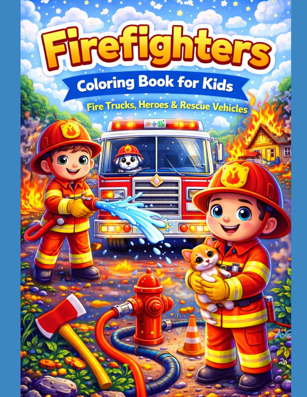 Firefighters Coloring Book for Kids: Fire Trucks, Brave Heroes ,Fun,Easy & Exciting Rescure Designs,50 pages for Kids Ages 5+,