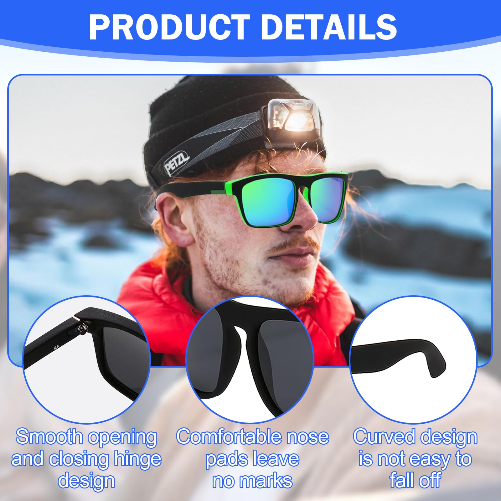 Lot de 4 paires de Lunettes de Soleil Lunettes de Soleil Polarisées pour Homme Femme Disponibles UV Protection
