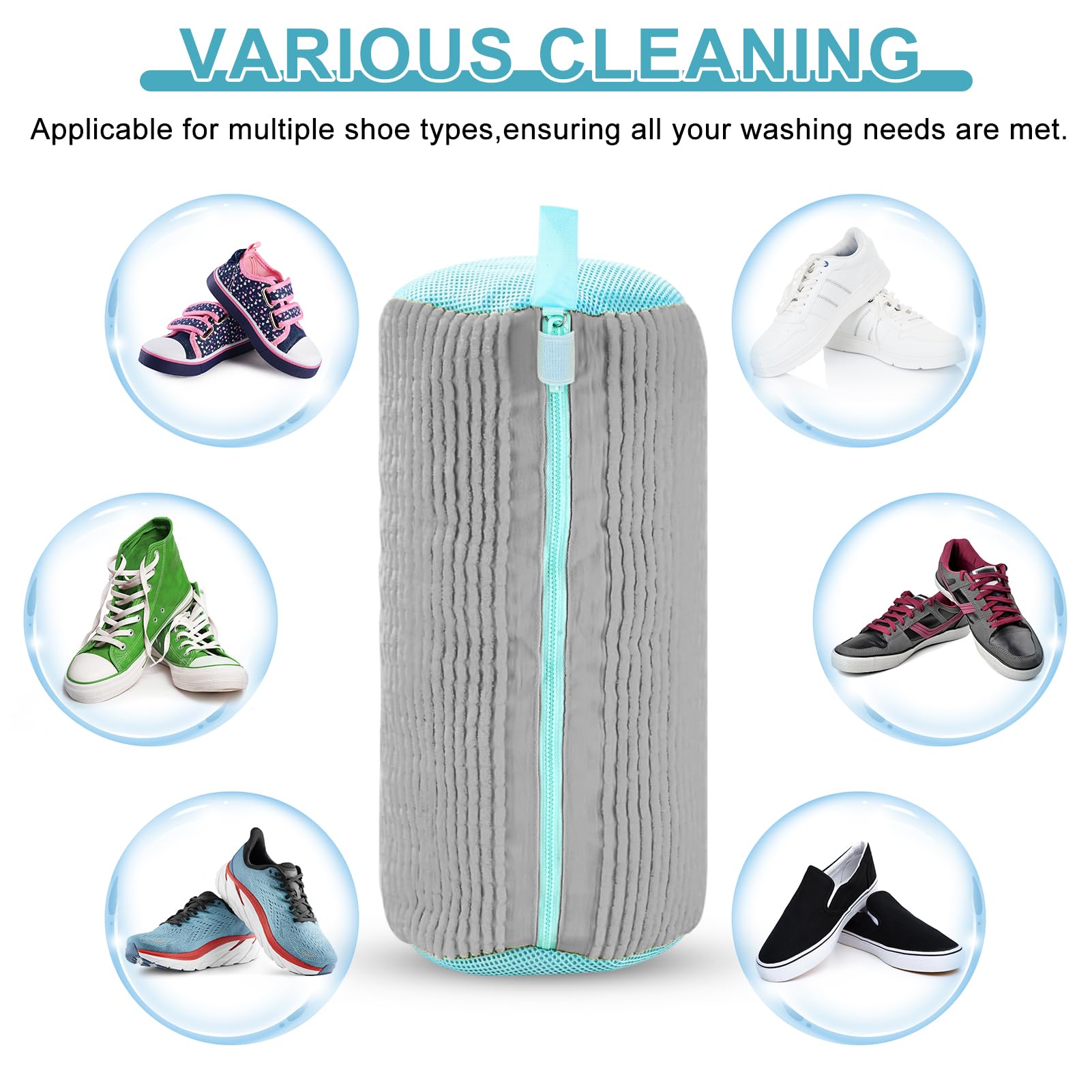 Schoenwaszak voor Veilige Reiniging in de Wasmachine met Ritssluiting, Set van 2, Blauw