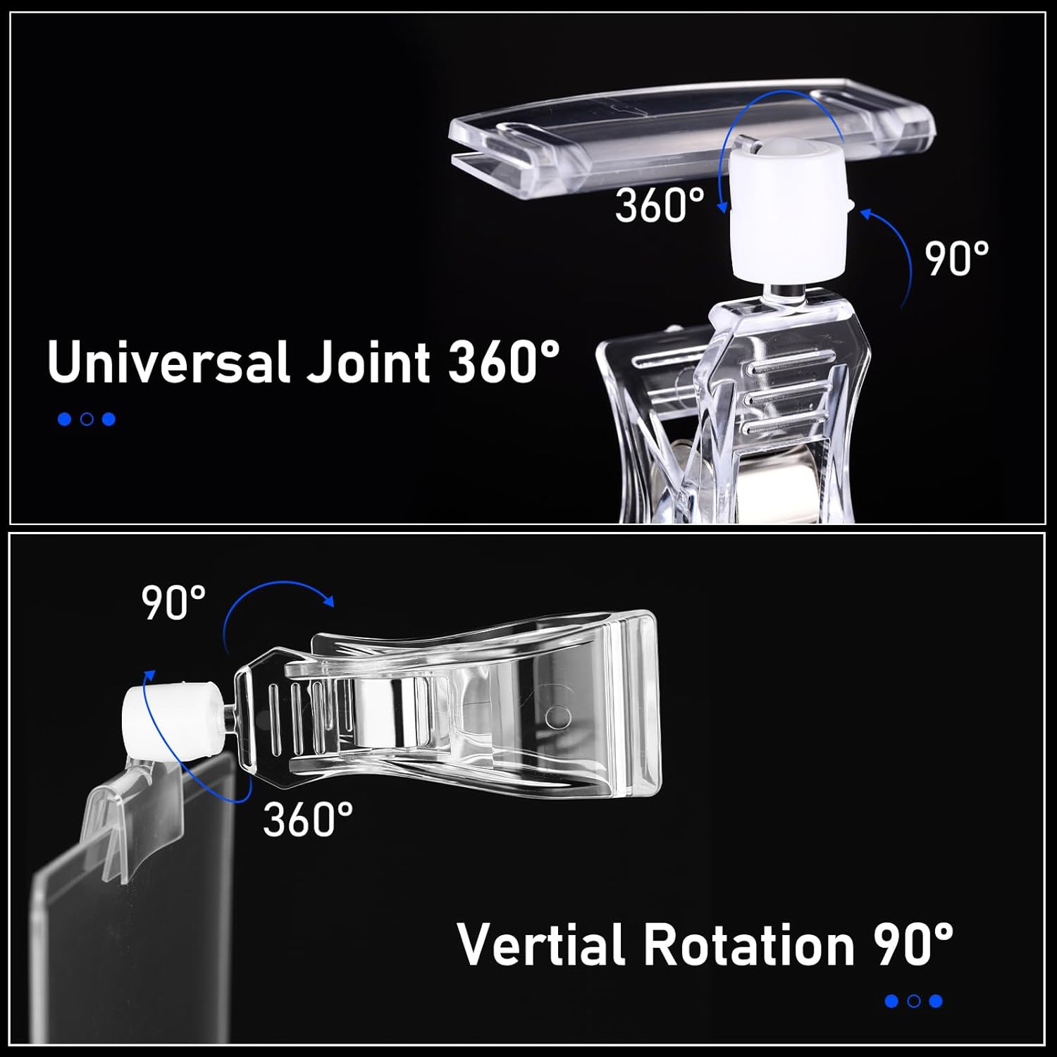 Epakh 20 Pieces Sign Clips Rotating Price Tag Clip Swivel Sign Holder for Handrails or Tubes with 20 Pieces Hard Card Sleeves PVC Card Protector for Shelves Store Supermarket(Sector Style) - Image 3