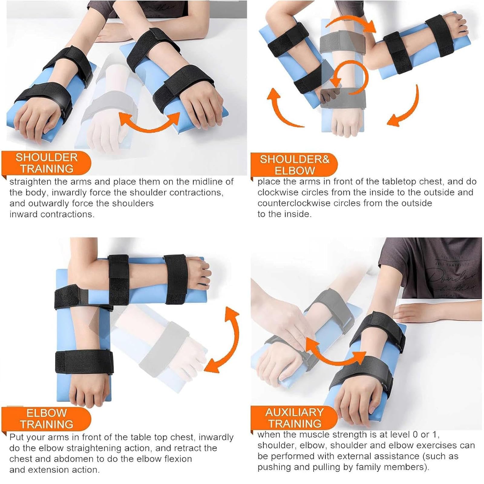 Patineta de rehabilitación para entrenamiento de hombros y codos, ruedas giratorias de 360°, mejora la flexibilidad y extensión del brazo, herramienta de rehabilitación de brazos