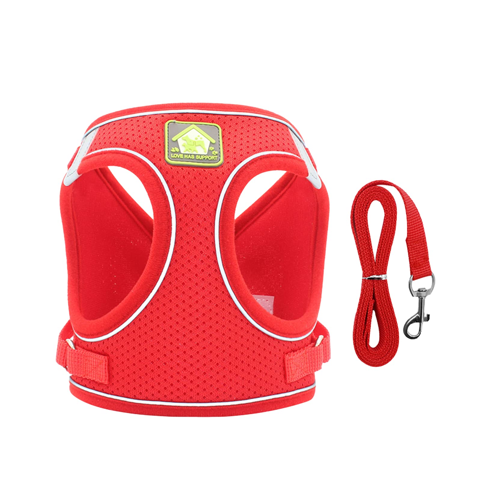 Dog Harness and Leash Set for Small Dogs, No Pull Adjustable Reflective Pet Harness, Breathable Soft Step-in Vest Harness for Puppies Small Medium Dogs Outdoor Walking,Red XL