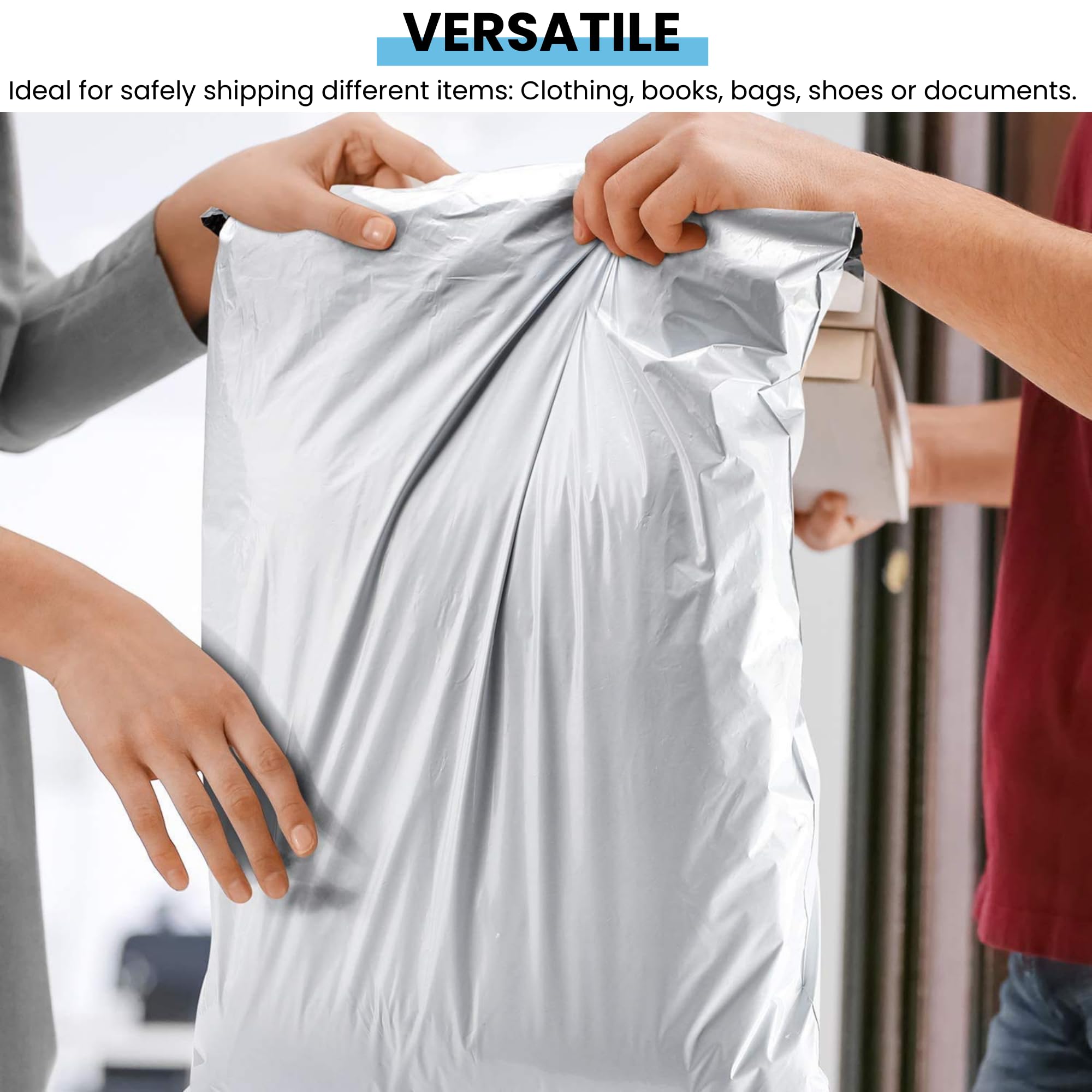 MAGIC SELECT 100 Enveloppes Plastiques 45x60 cm. Sacs d’Envoi Blanches Opaques Autocollantes, Emballage Imperméable et Résistant pour Vêtements, Livres, Chaussures et Colis