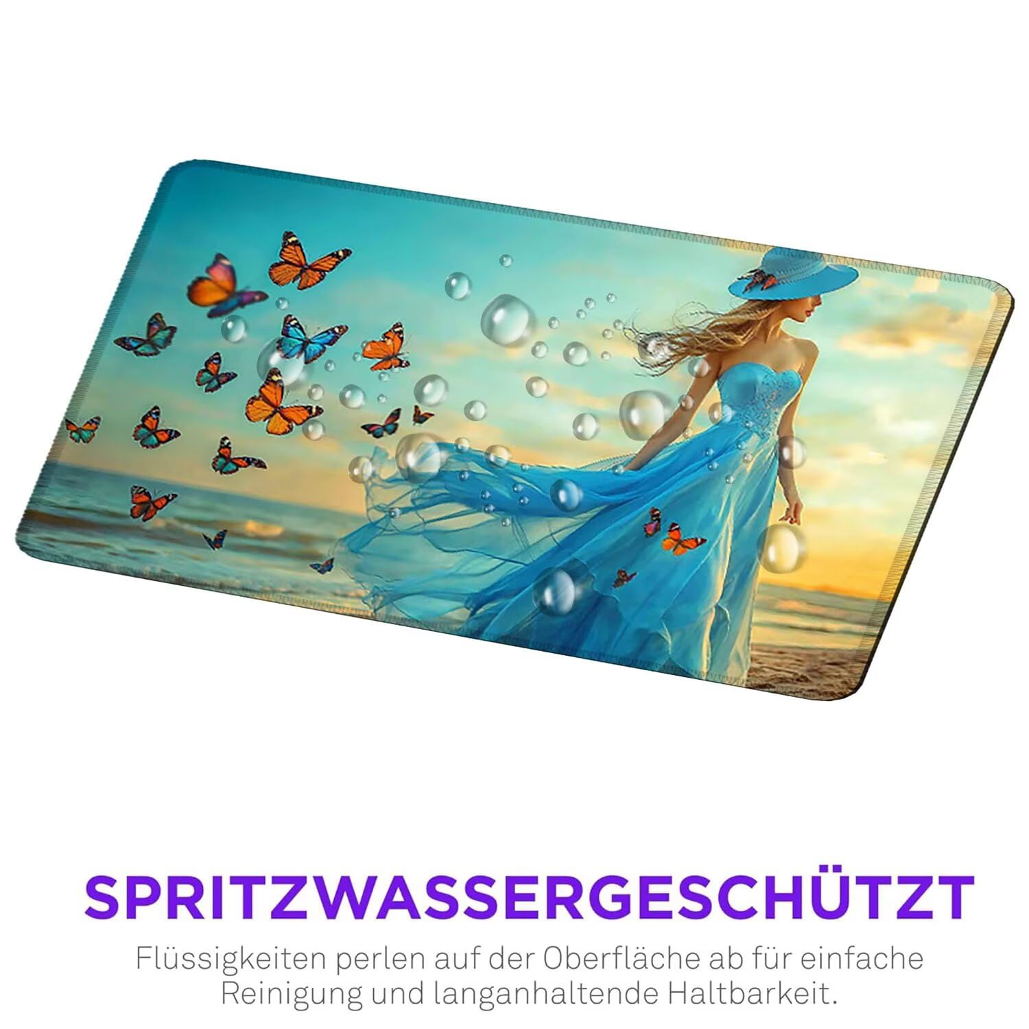 Podkładka pod mysz do gier, 1600 x 800 mm, XXL, duża gamingowa podkładka pod mysz, wodoodporna podkładka pod mysz, długa podkładka na biurko z przeszytymi krawędziami, mata na biurko z gumową