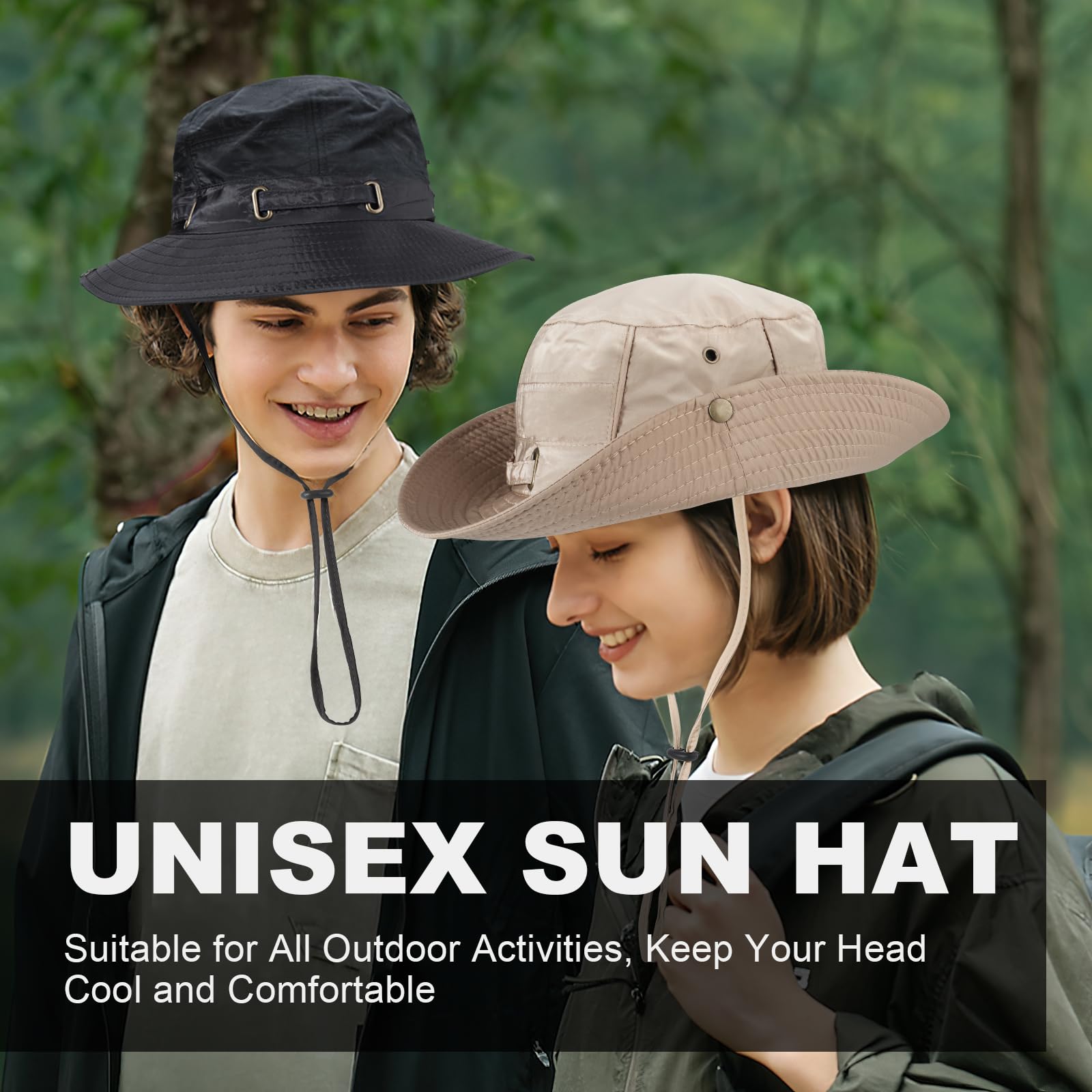 Unisex kapelusz typu bucket UPF 50+, ochrona przed promieniowaniem UV, wodoodporny, oddychający, składany, outdoorowy kapelusz z regulowanym sznurkiem i opaską przeciwpotną, dla mężczyzn i