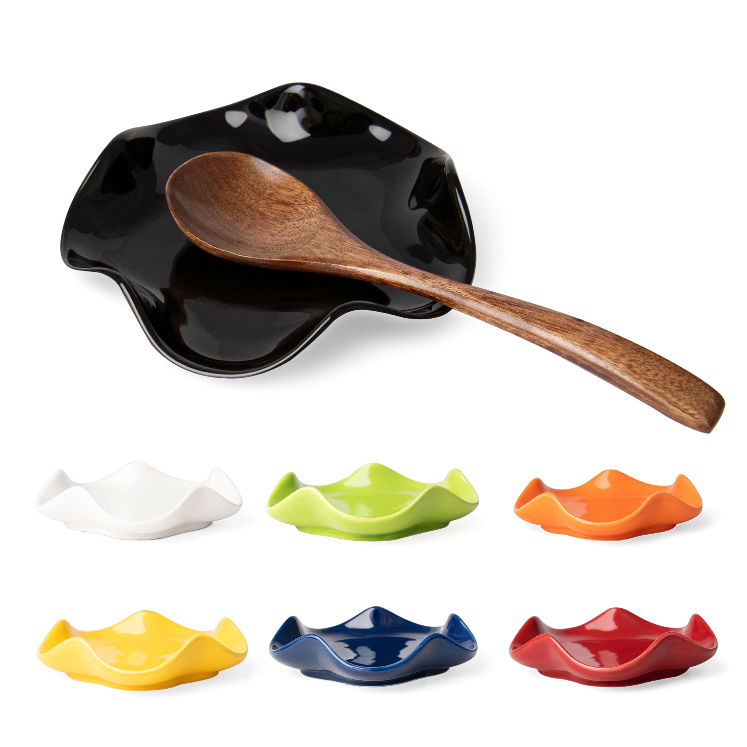 Spoon Rest for Stove Top, 5.3 Inch Ceramic Spoon Holder for Kitchen Counter