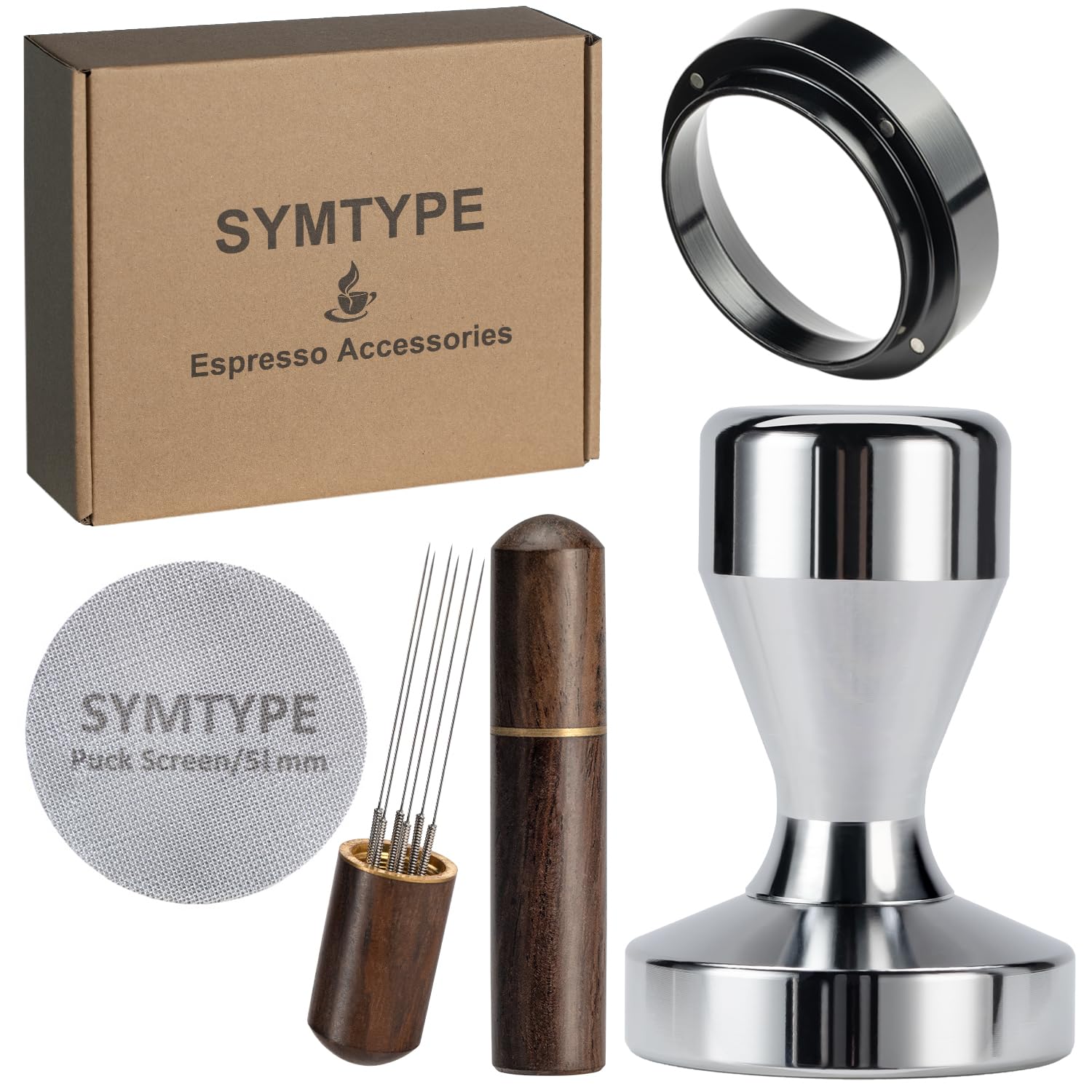 Espresso Accessories Kit 51mm Tamper: Espresso Tamper Set, Coffee Tamper Espresso Tools with WDT Tool, Puck Screen, Dosing Funnel | Espresso Kit Espresso Machine Accessories Fit 51mm Portafilters