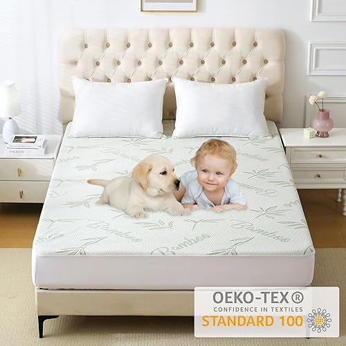 Miniatura 6 de YUGYVOB Protector de colchón impermeable, suave y transpirable, funda de colchón tamaño Queen, 8-21 pulgadas de profundidad Protector de colchón