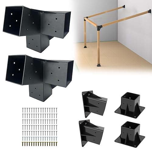 15° Angled Pergola Kit 4x4(Inner 3.64x3.64), 2PC 3-Way Slanted Pergola