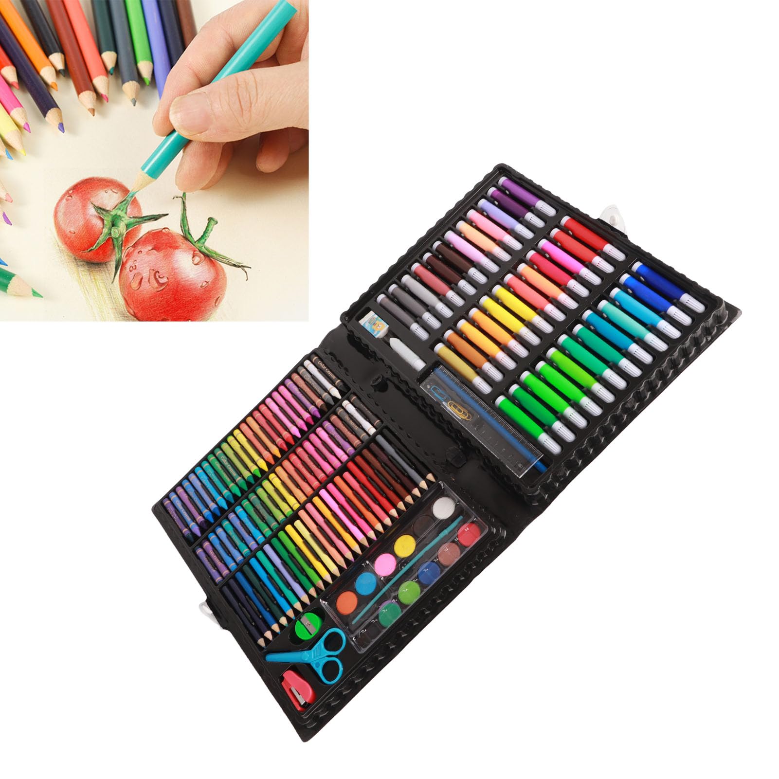 Marhynchus Paint Pen Set, 150 Pcs Art Pen Set, Complete Watercolor Pen Color Pencil Crayon Painting Set with Rich Colors, Material, Easy, Fountain Pens