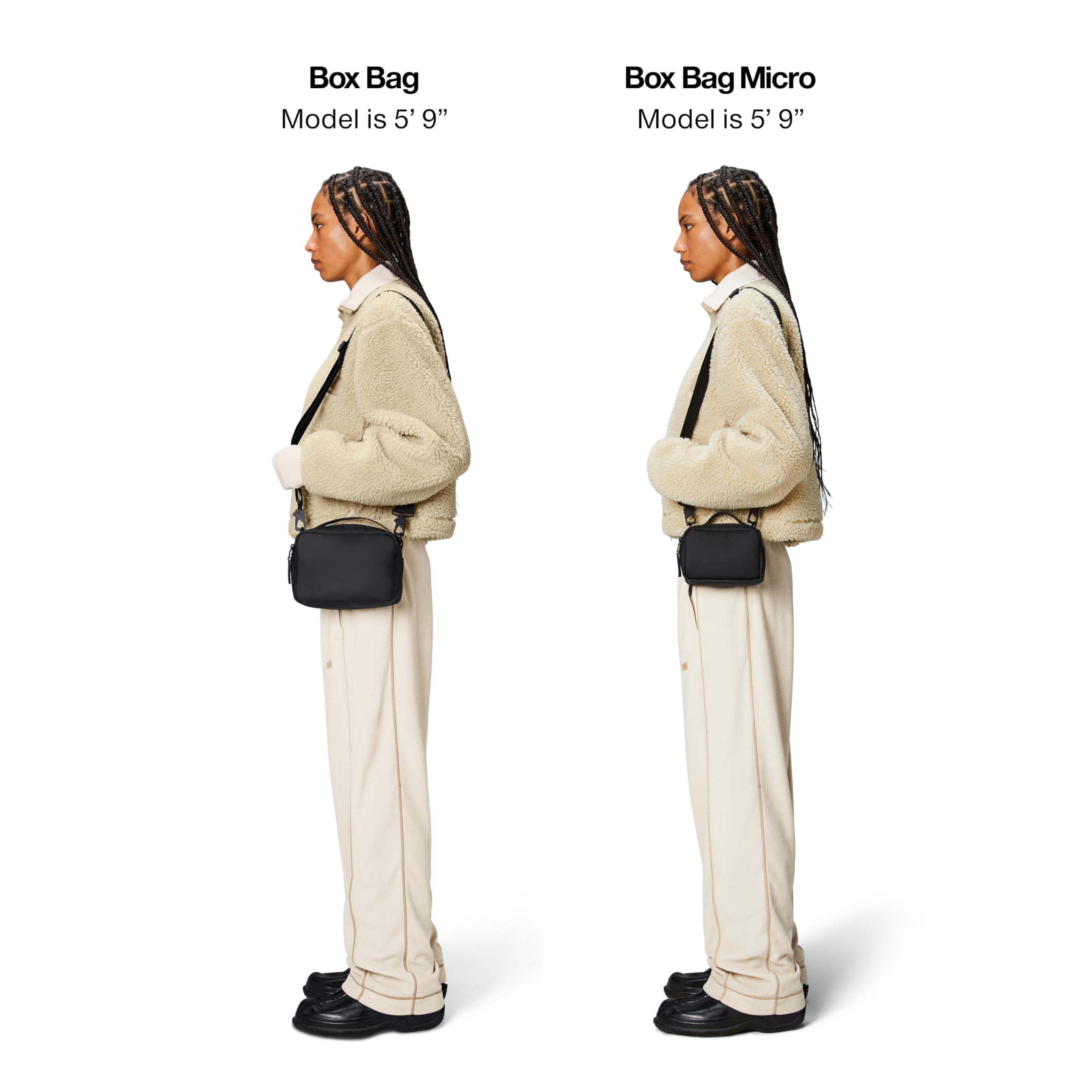 RAINS Unisex Waterproof Crossbody Bag, Sling Bag, Fanny Bag - Versatile Black Box Bag for Women & Men