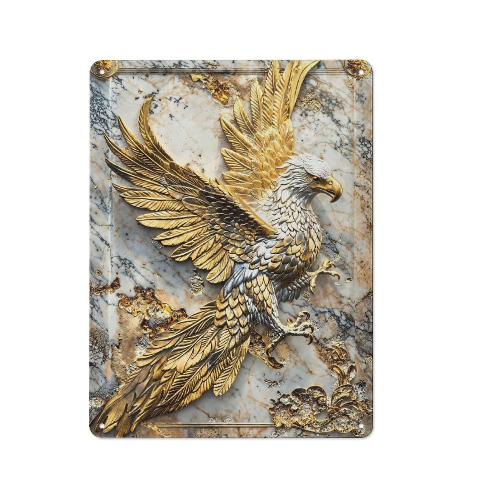 Junmoney Style-16 Workshop Style Majestic Eagle Elegance Decorative Metal Plaque 40X30cm, Shed Wall Plaque For Tool Room, Garage, Studio Or Home Bar