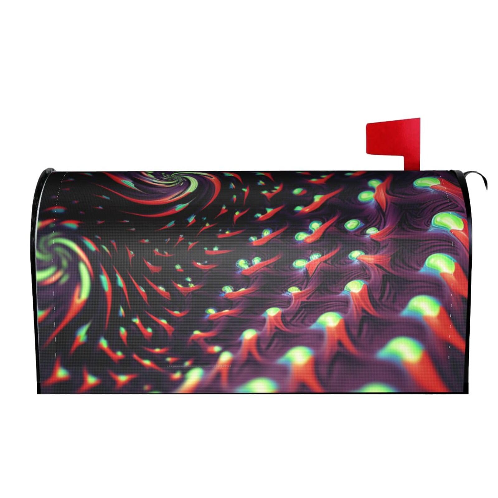 Spring Summer Mailbox Covers Magnetic Letter Post Box Cover Fantasy Sci-Fi Dizziness Mailbox Wrap Decoration Mailbox Post Cover for Garden Yard Outside Welcome Decor 25.5x21 in
