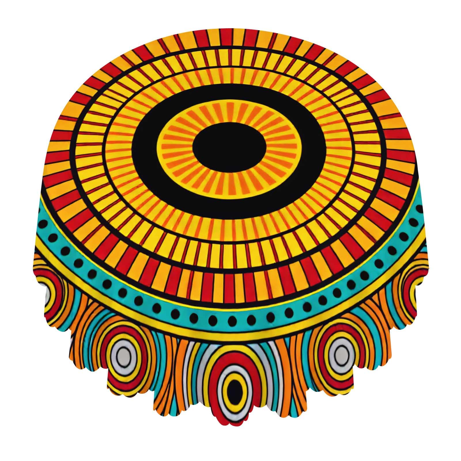 Geometric Mandala Round Tablecloth Waterproof Washable For Dining Party