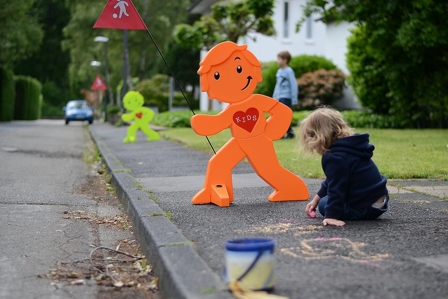 Figura de Advertencia con Bandera, indicador Reflectante de Seguridad para niños - Atención a la conducción Lenta (3X magentas)