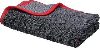HARFINGTON Car Microfiber Towels 16 x 24 Inch Ultra Absorbent Microfiber Towel Care Polishing Detailing Waxing Cloths Single Layer for Car Kitchen Window, Grey/Red(500GSM)