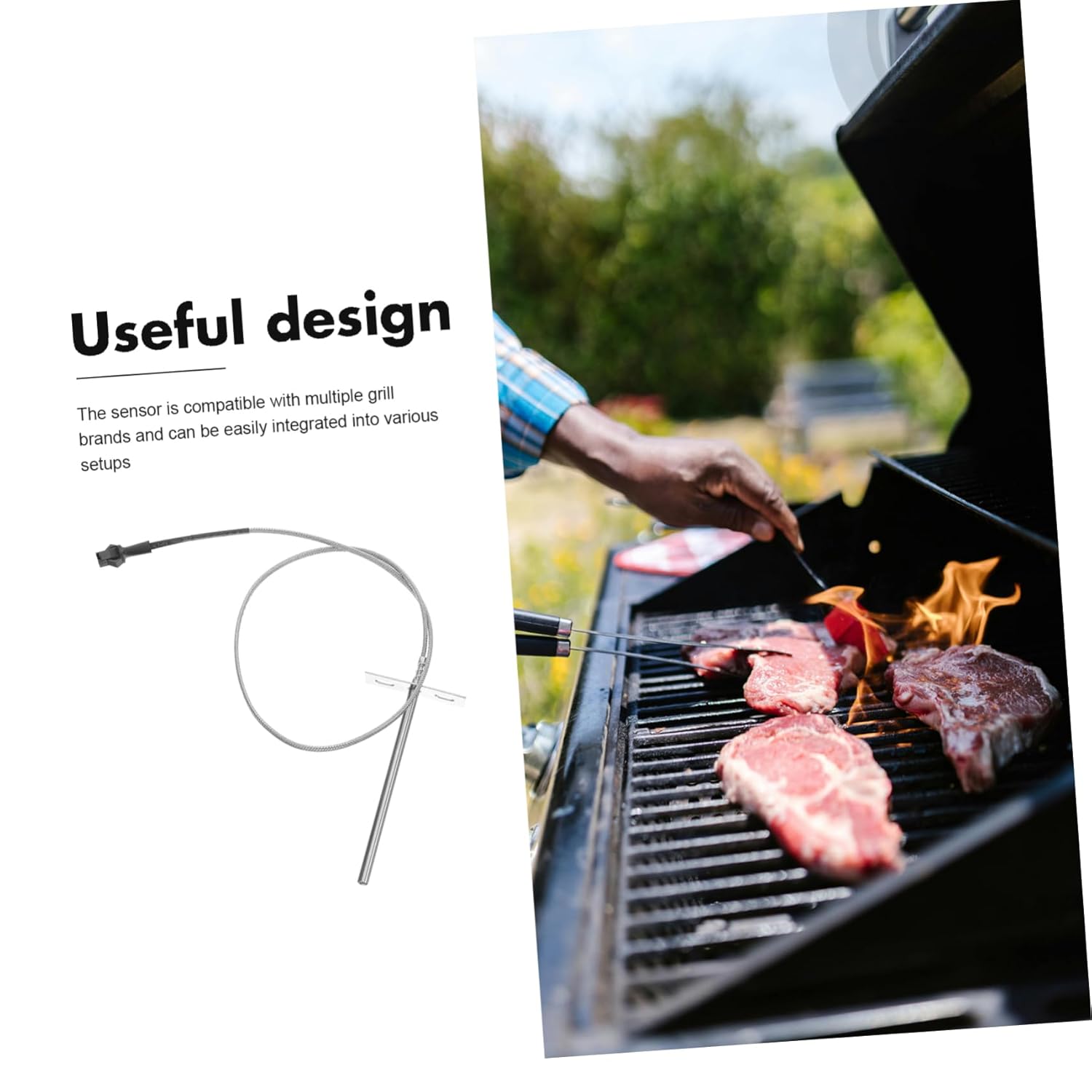 BESPORTBLE 5sets Grill Temperature Probe Sensor for Smoker High Accuracy BBQ Accessories for Precise Temperature Monitoring Easy Installation Design for Outdoor Cooking