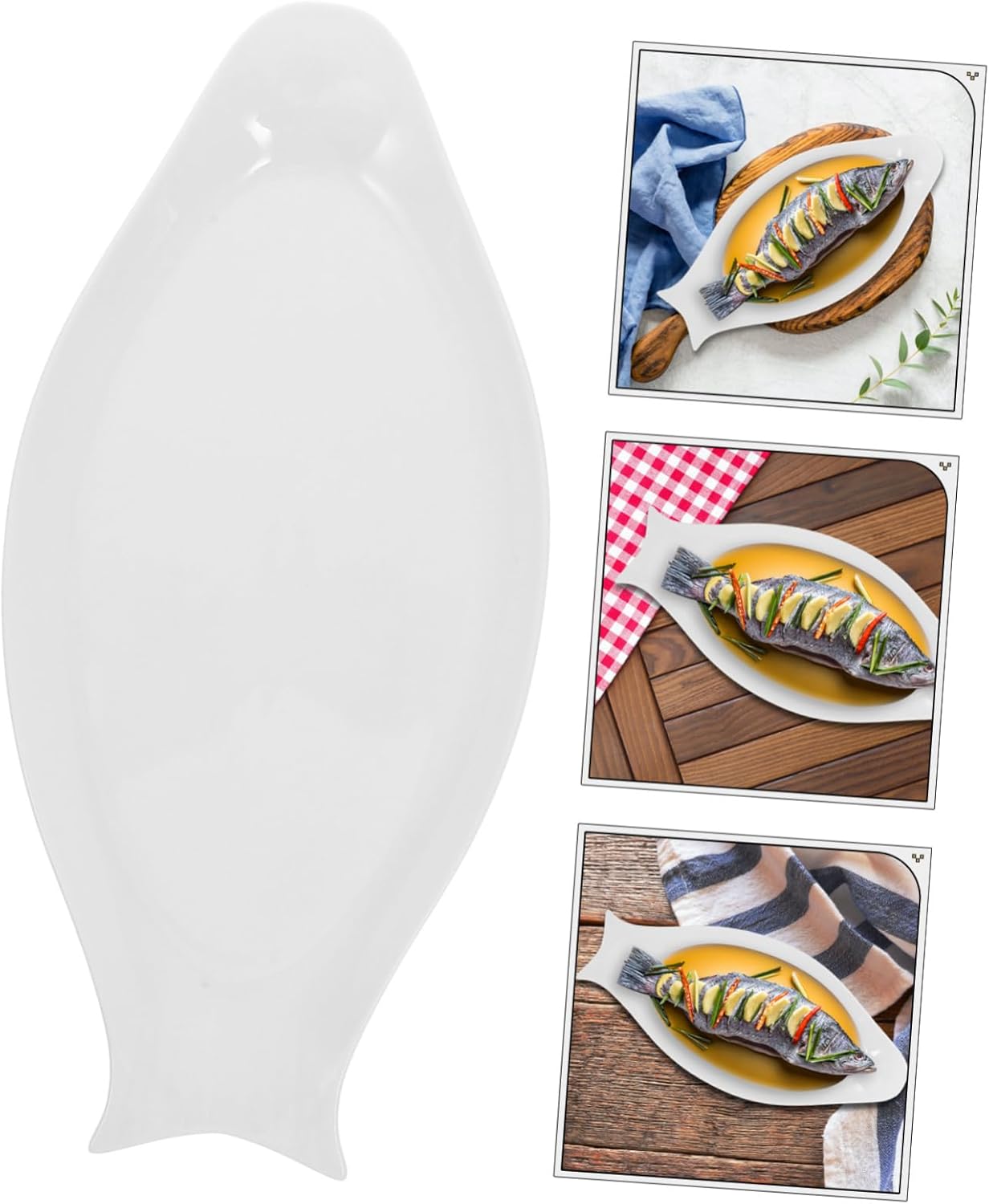 Pure White Oval Fish Plate Ceramic Steamed Dish Food Tray for Home Kitchen Serving Whole Fish Family Gatherings and Restaurants