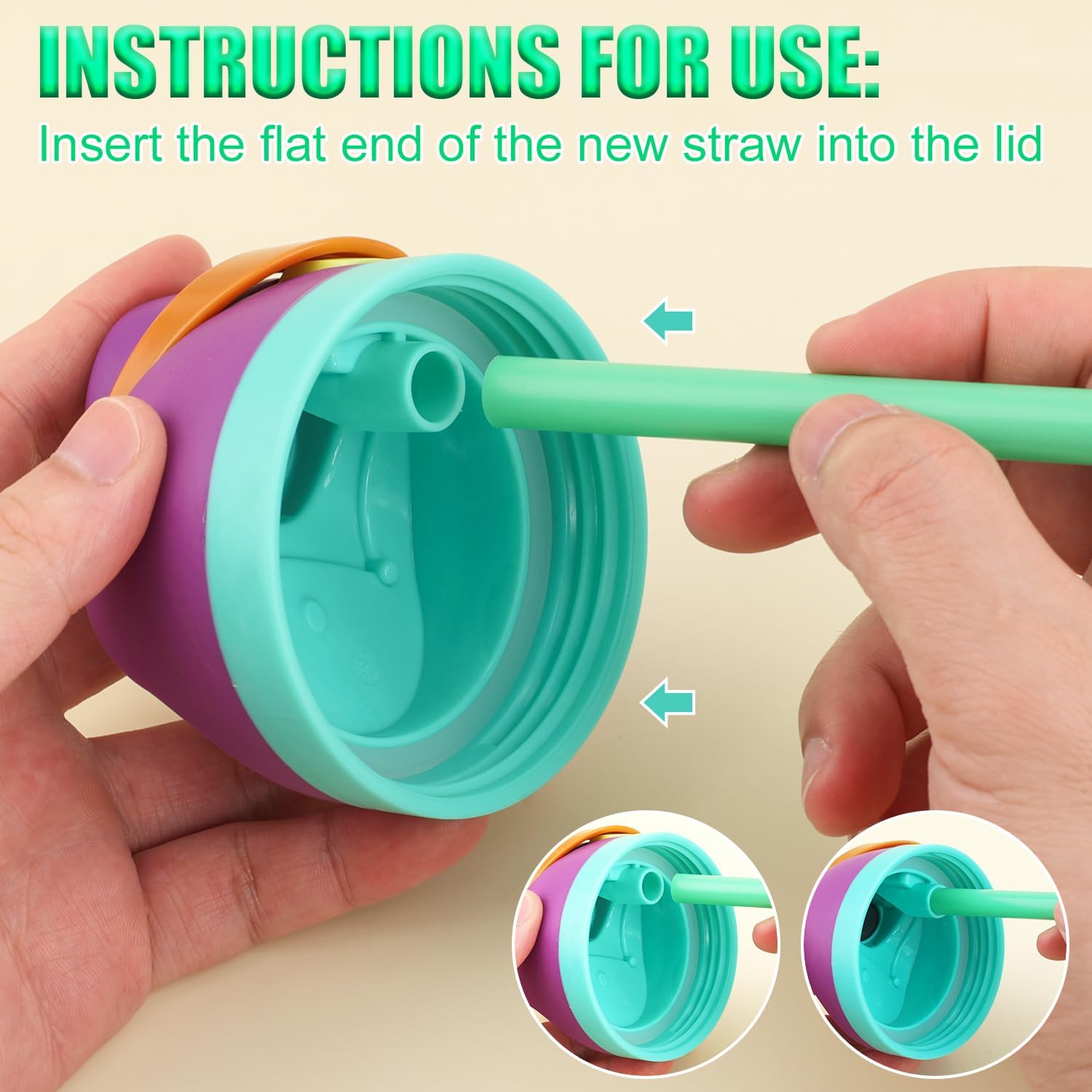 6pcs Replacement Straws for Owala FreeSip 40oz, Reusable Plastic Straws with Cleaning Brush for Owala Flip Insulated Stainless Steel Water Bottle 40oz Tumbler Accessories Parts (6 Colors) - Image 5