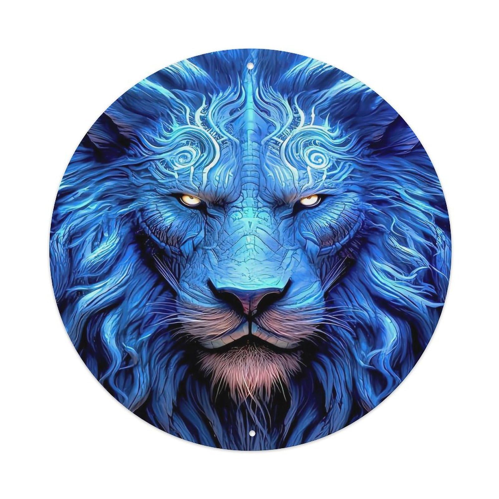 Animal Artwork The Blue Lion Metal Tin Sign