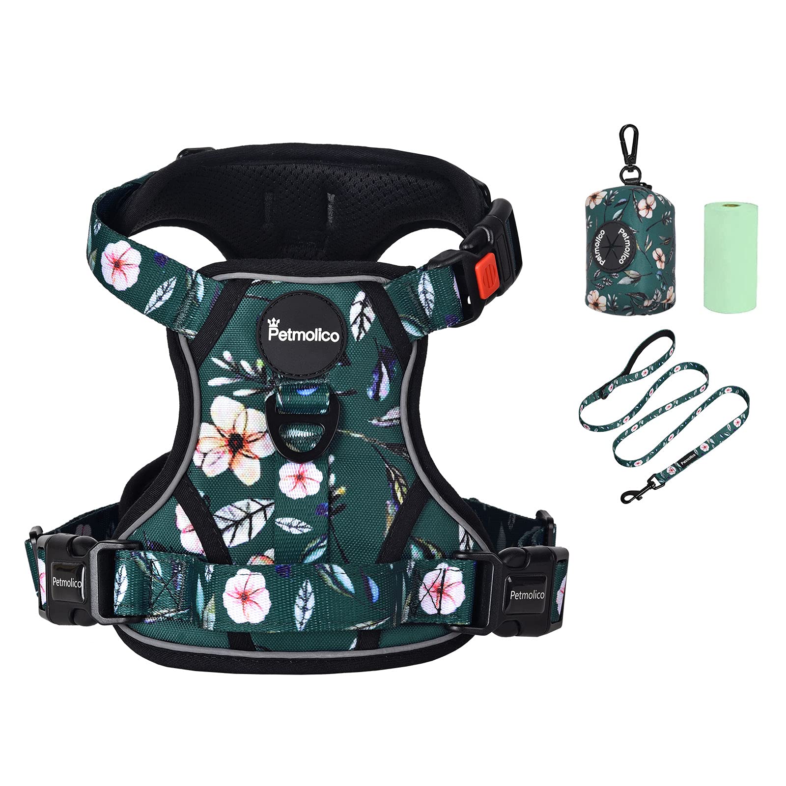 Petmolico No Pull Dog Harness Set with Leash Attachment Easy Control Handle Reflective Harness Vest Small Breed, Puppy Vest and Leash Set with Poop