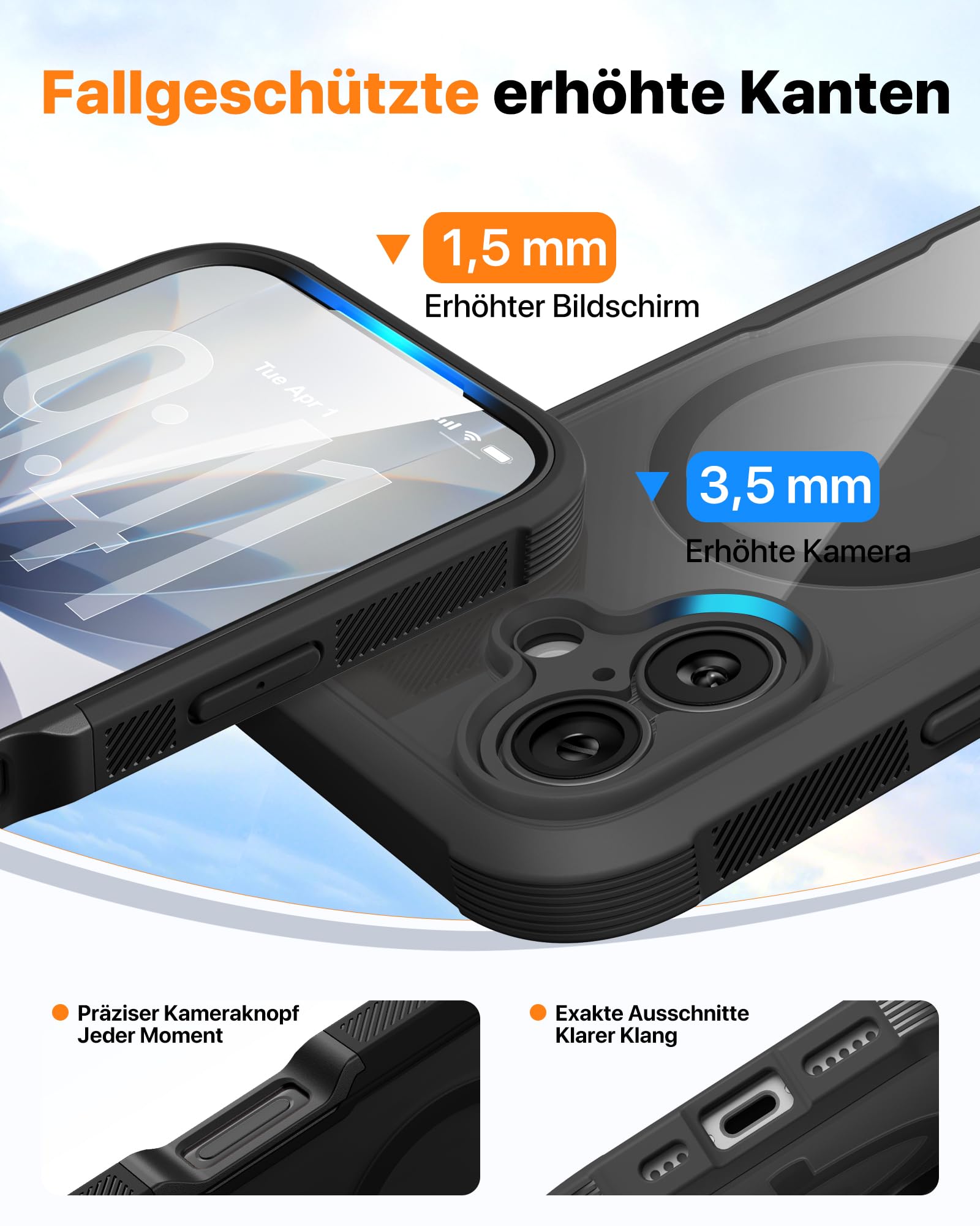 Diaclara für iPhone 17 Hülle mit MagSafe, Militärschutz 360 Grad Vollschutz Schutzhülle Stoßfest mit integrierter Displayschutzfolie und Kameraschutz Handyhülle für iPhone 17 6,3", Schwarz