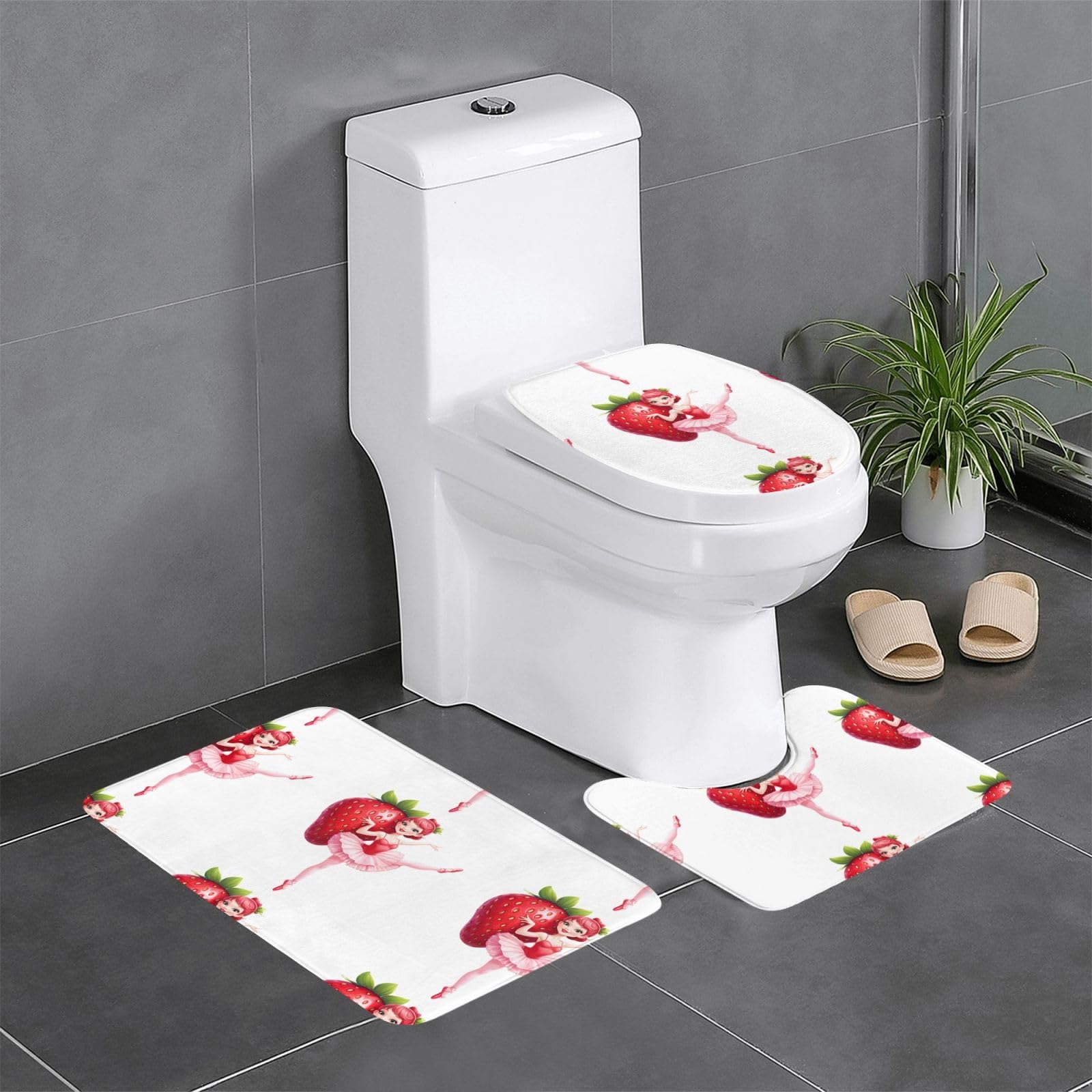 Tapis de sol antidérapants pour éviter les glissades, séchage rapide ballerine fraise
