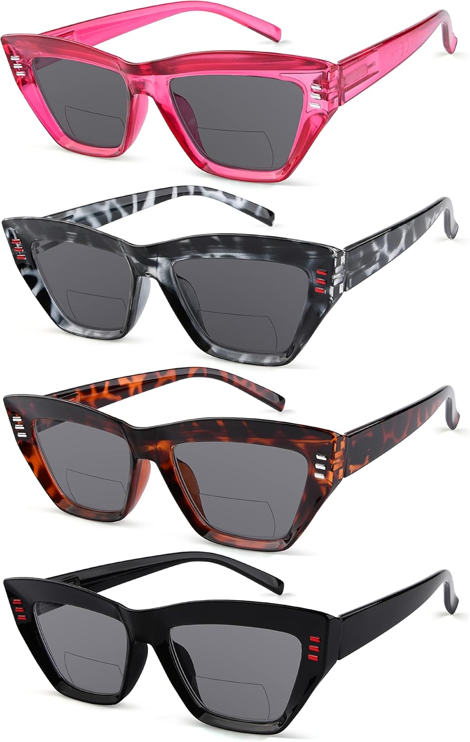 Eyekepper 4-Pack Bifocal Reading Glasses for Women Cateye Bi-focal Readers
