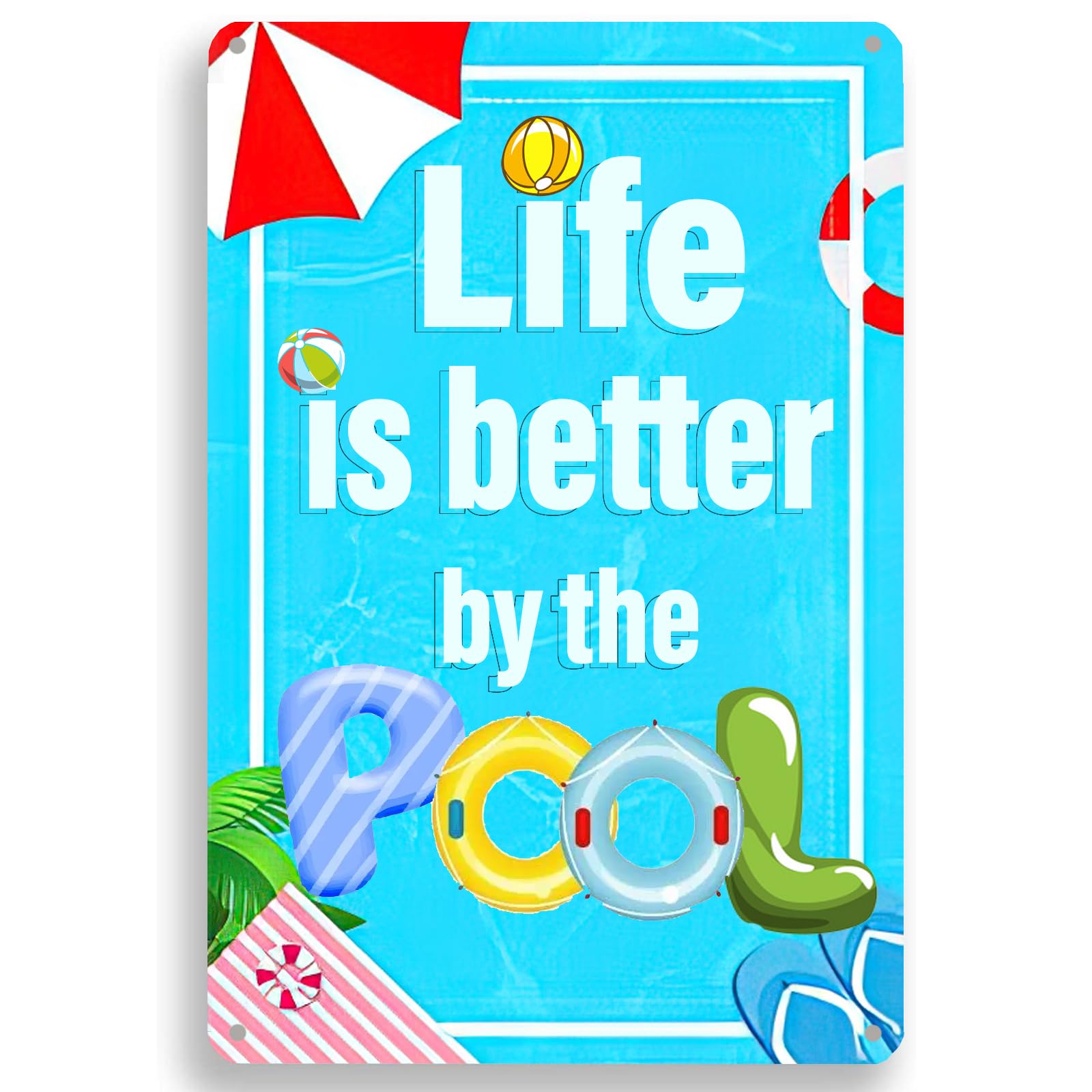 Life Is Better By The Pool Funny Metal Tin Sign,Pool Decor Pool Rules Metal Signs Wall Art Poster for Swimming Pool Beach Garage Far Bar Pub Gifts Man Cave Decor 12x8inch