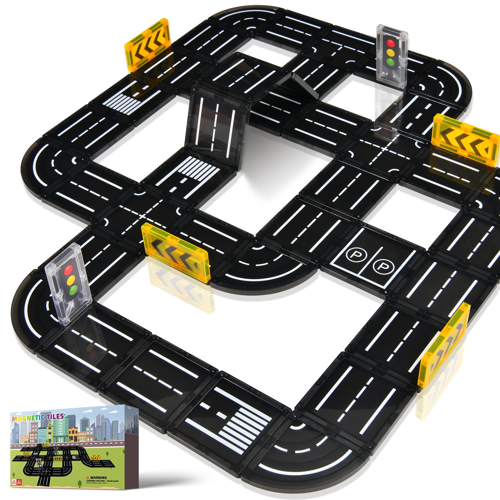 Amazon.com: Aukit Magnetic Tiles Road Expansion Pack, Magnetic