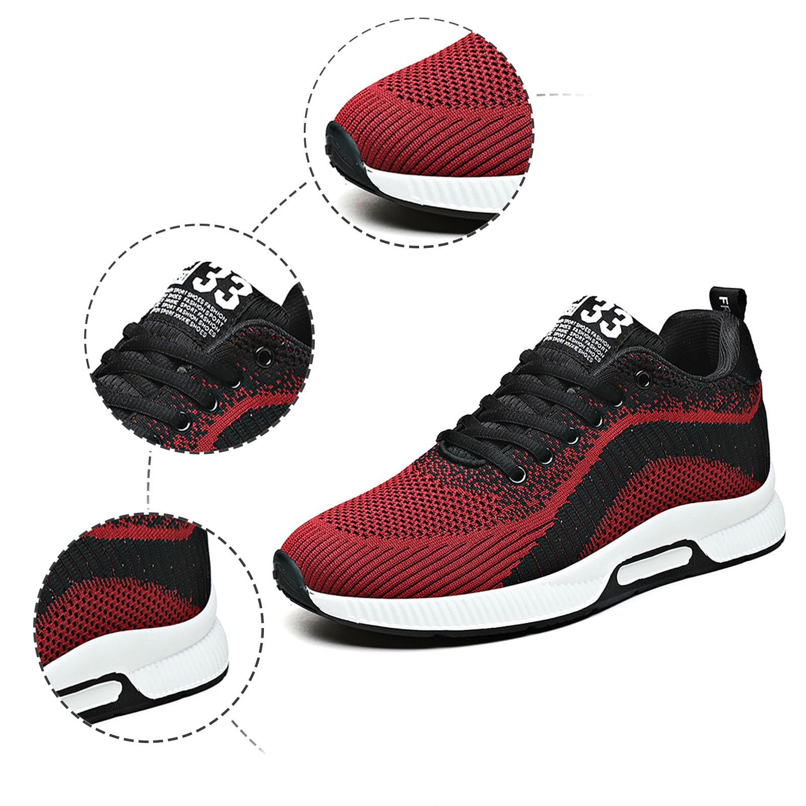 Zapatillas elevadoras para hombre de 10 cm de malla, zapatillas de cuña con cordones, tenis de deporte de malla calada, zapatillas suela gruesa flexible con bandas de punto | caminar, running ligero