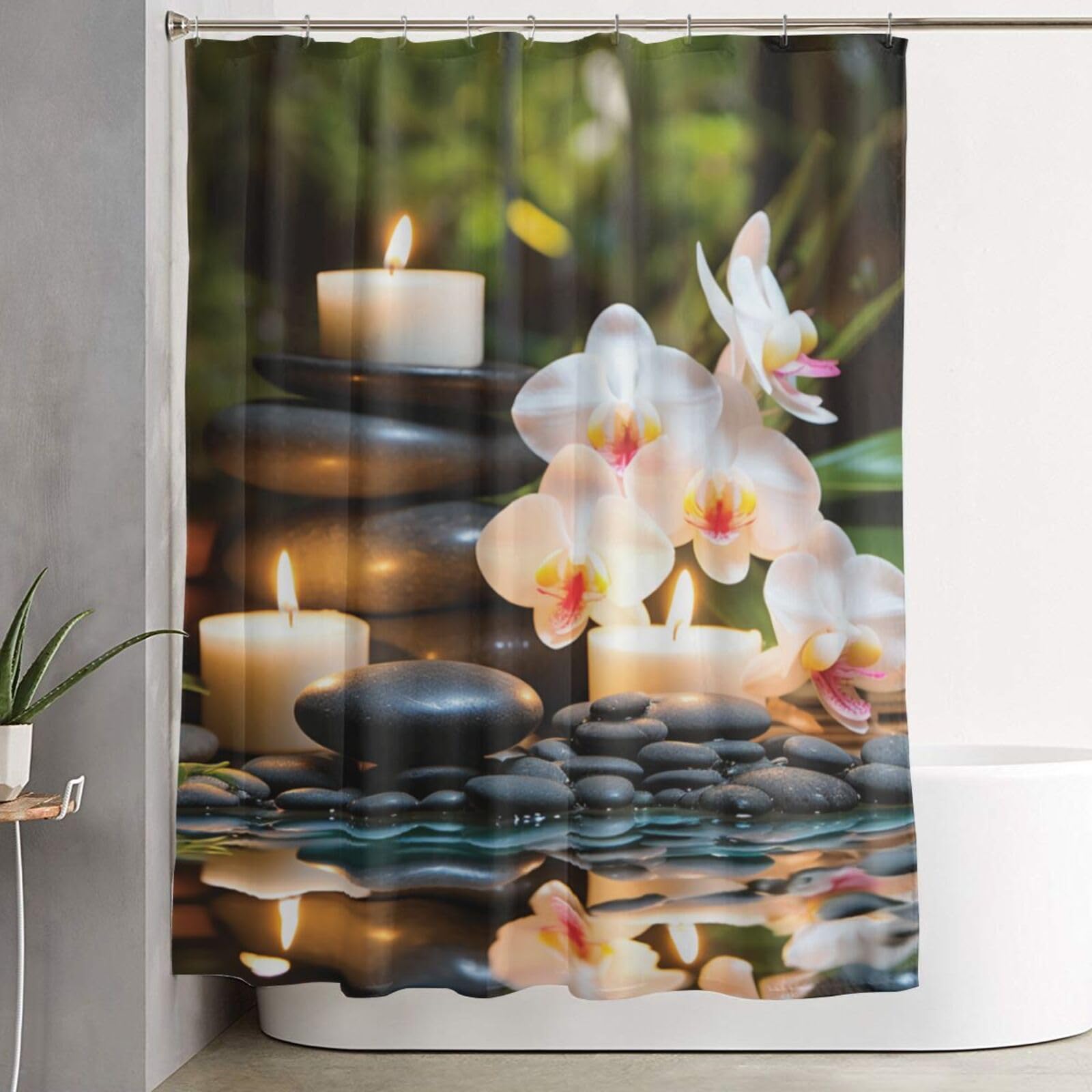 Rideau de douche relaxante avec massage pour créer une ambiance spa directement chez vous