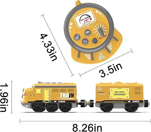 Miniatura 6 de Tren motorizado para niños, juguete de tren de locomotora a control remoto para pistas de madera, trenes eléctricos a batería con efectos de sonido