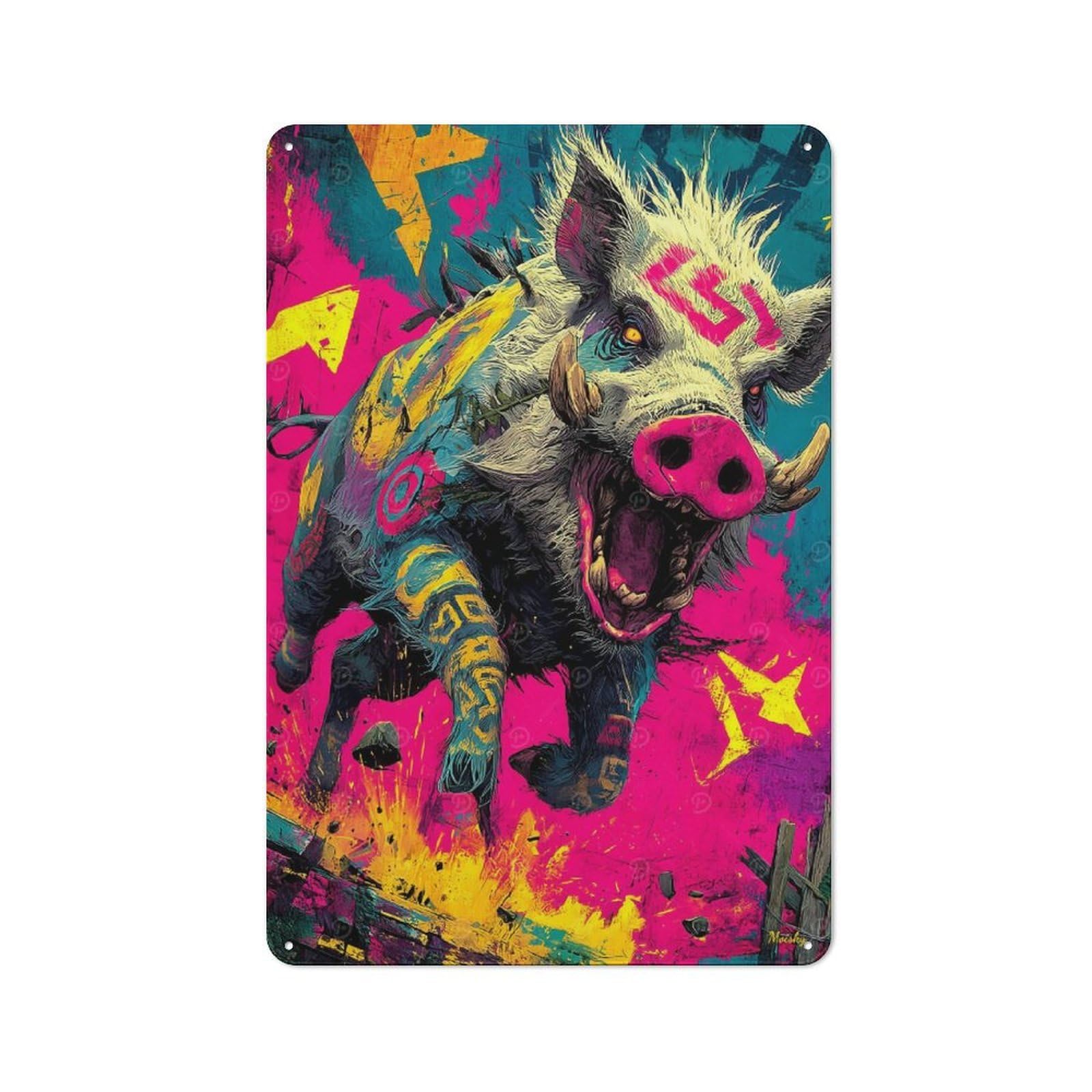 Junmoney Warpaint Fury – The Spirit Of The Wild Reckon Tin Wall Plaque 30X20cm With Ing For Guest Room Or Hallway, For Hallway Wall Decor Fans