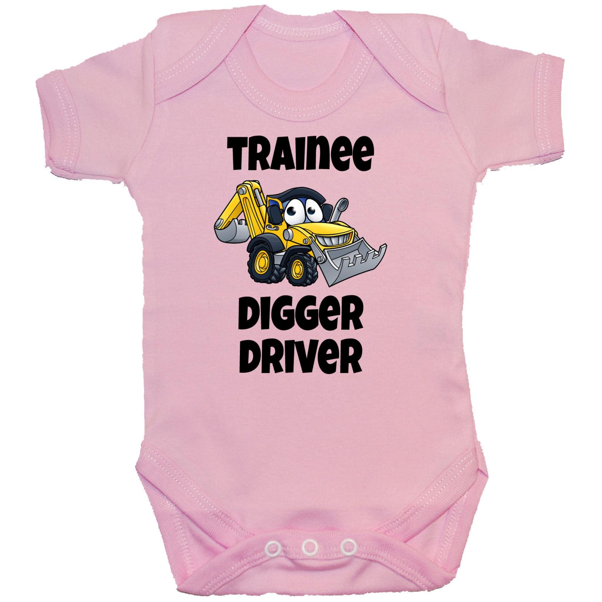 Acce Products Trainee Digger Driver Colour Pic Baby Grow, Bodysuit, Romper, T-Shirt - 0-3 Months - Pink