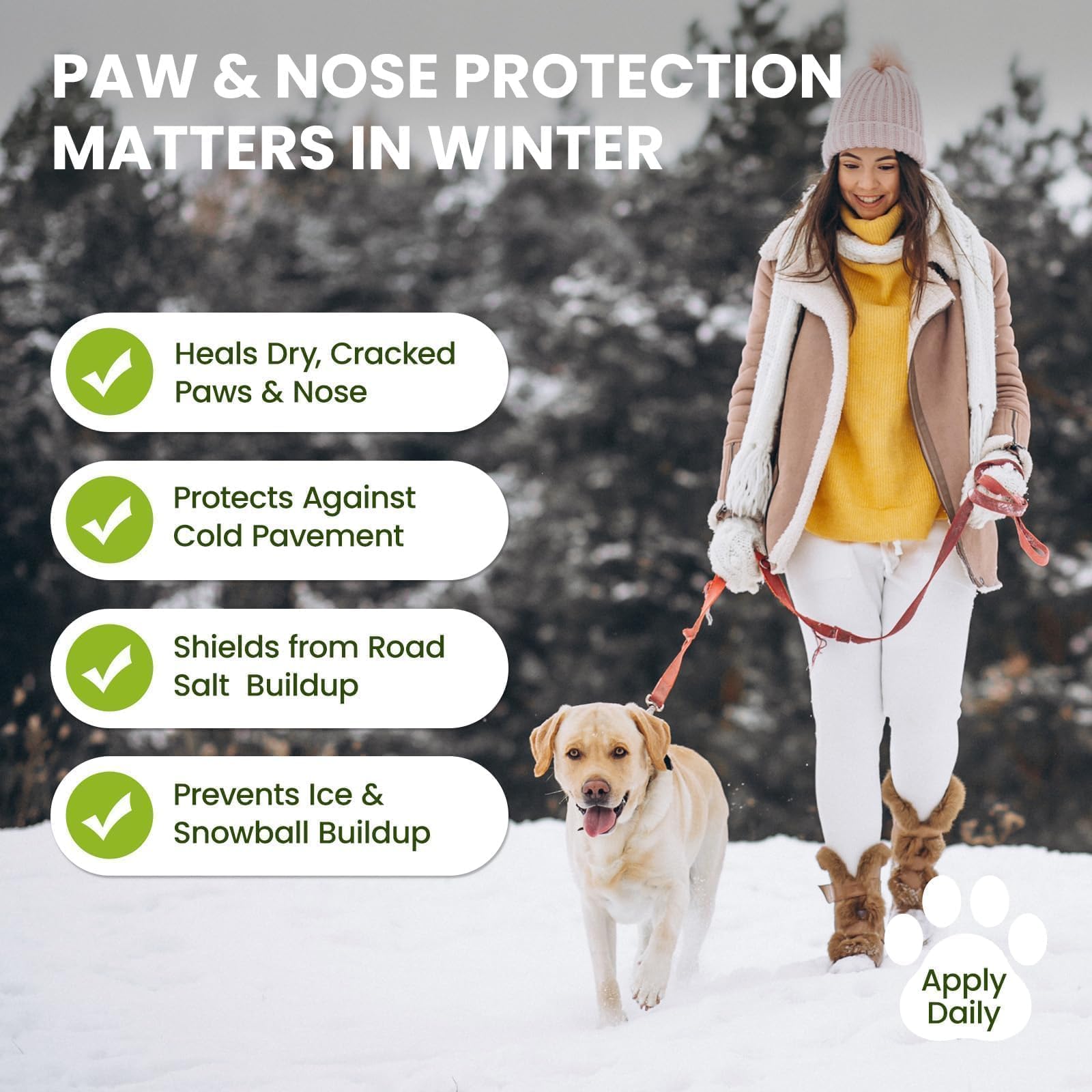 Lick-Safe Dog Paw & Nose Balm with Coconut Oil | Winter Road Salt & Cold Pavement Protector | All-Natural Moisturizer & Soother for Dry, Cracked Pads & Snout, Nose Butter for Bulldogs (60 g /2.1 oz) - image 7