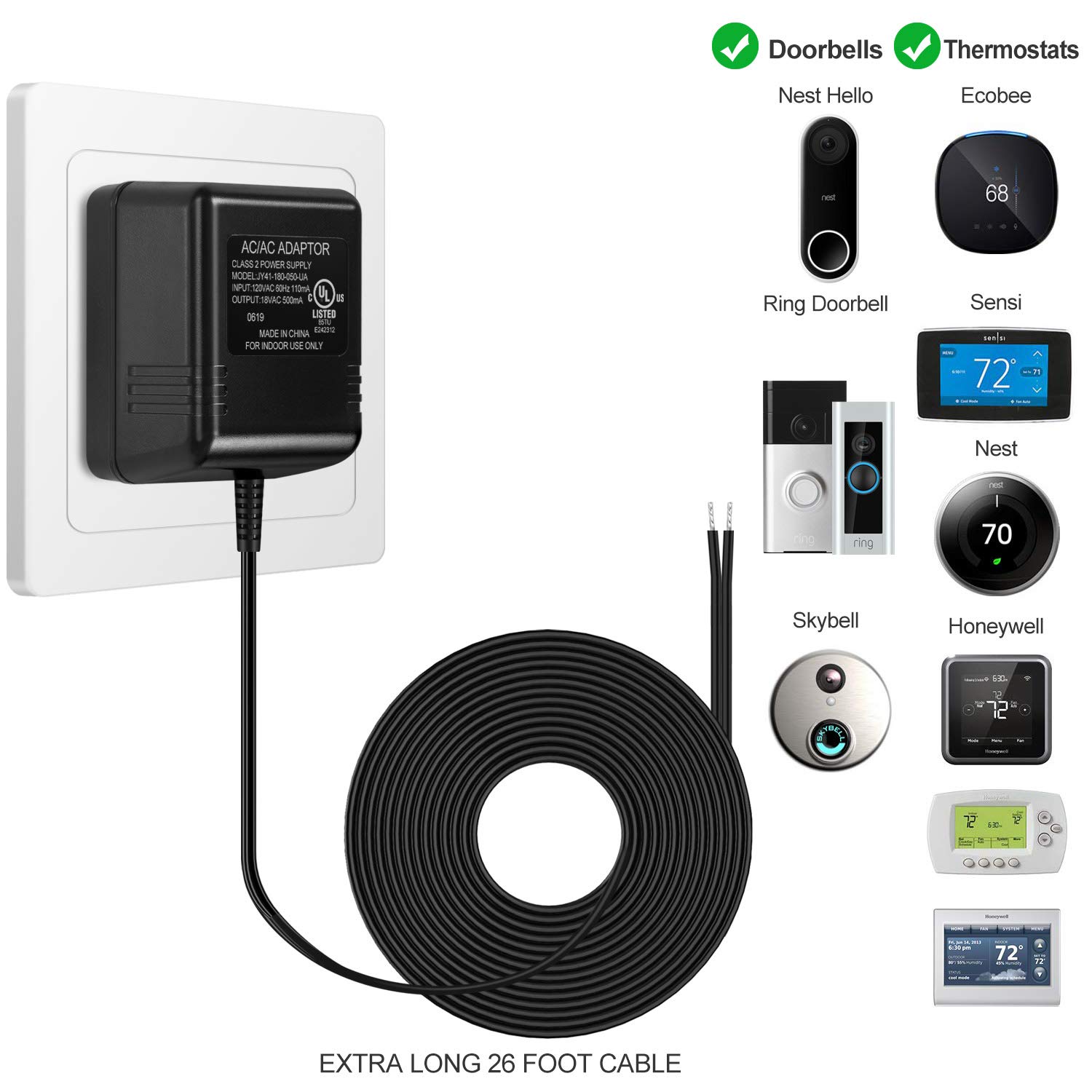 Generic Doorbell Adapter, JASLITE Power Supply 18V Transformers