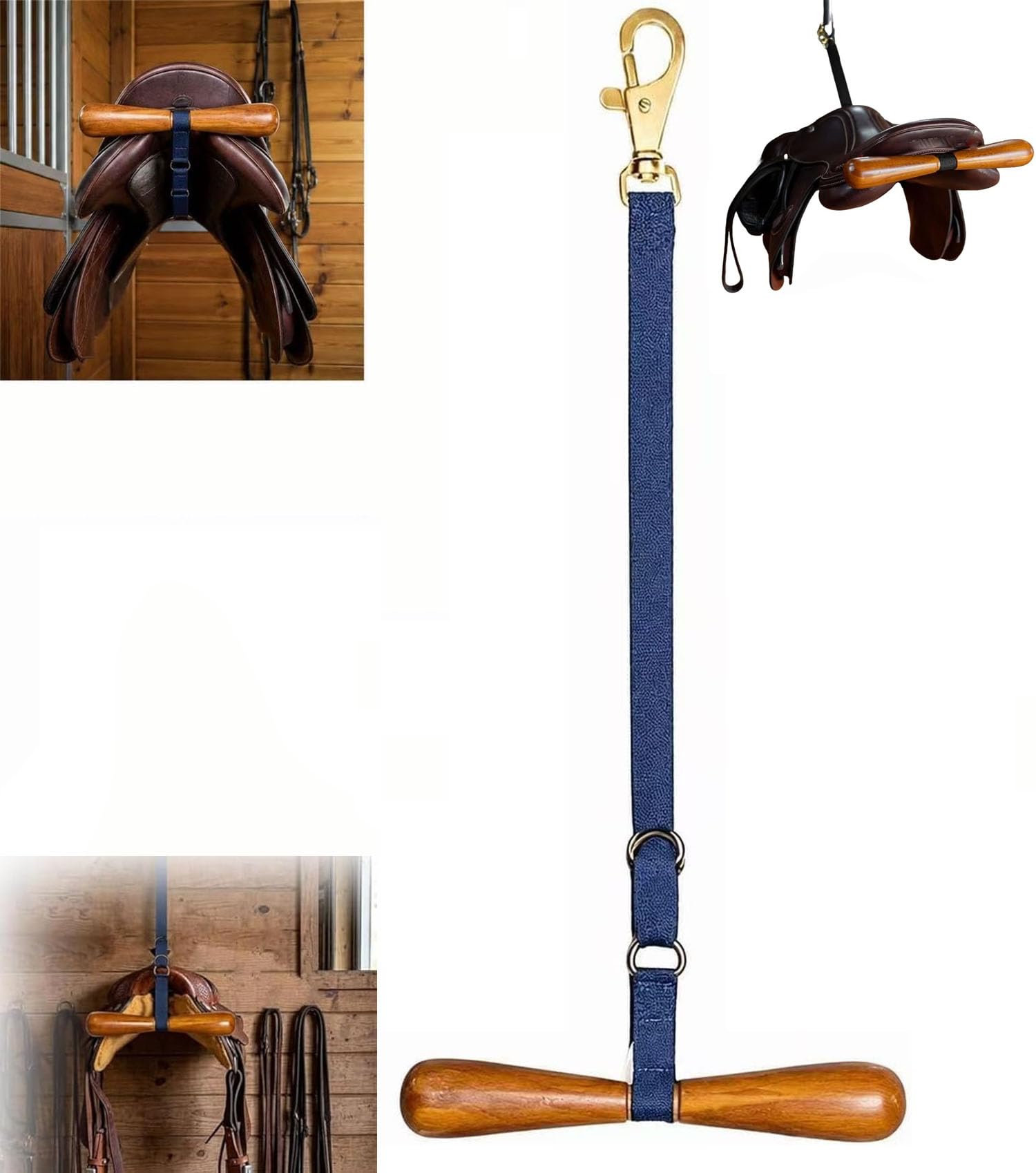 Figskey Saddle-Shaped T-Shaped Hanger,T Shape Hanging Strap,Adjustable Saddle Hanger,Portable Hanging Saddle Rack with Adjustable Strap,Storage Organization (Blue)