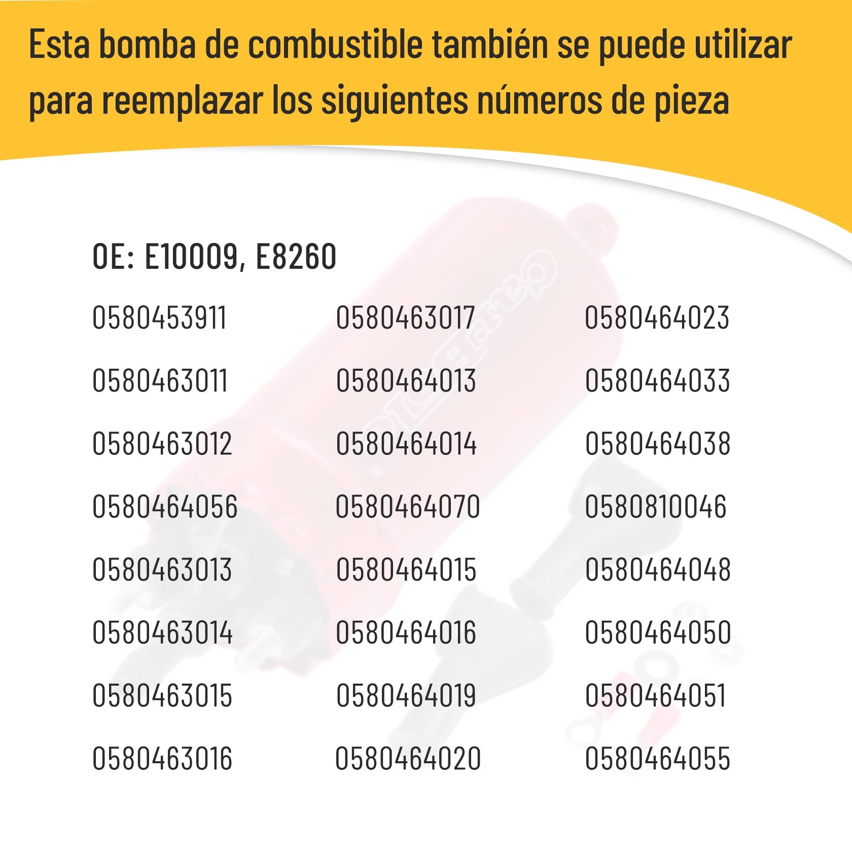 CarBole Bomba de Combustible en Línea Externa,Alta Presión de 125PSI | Recambio para la 0580464070, Bomba de Combustible Eléctrica, Fácil de Montar, Rojo