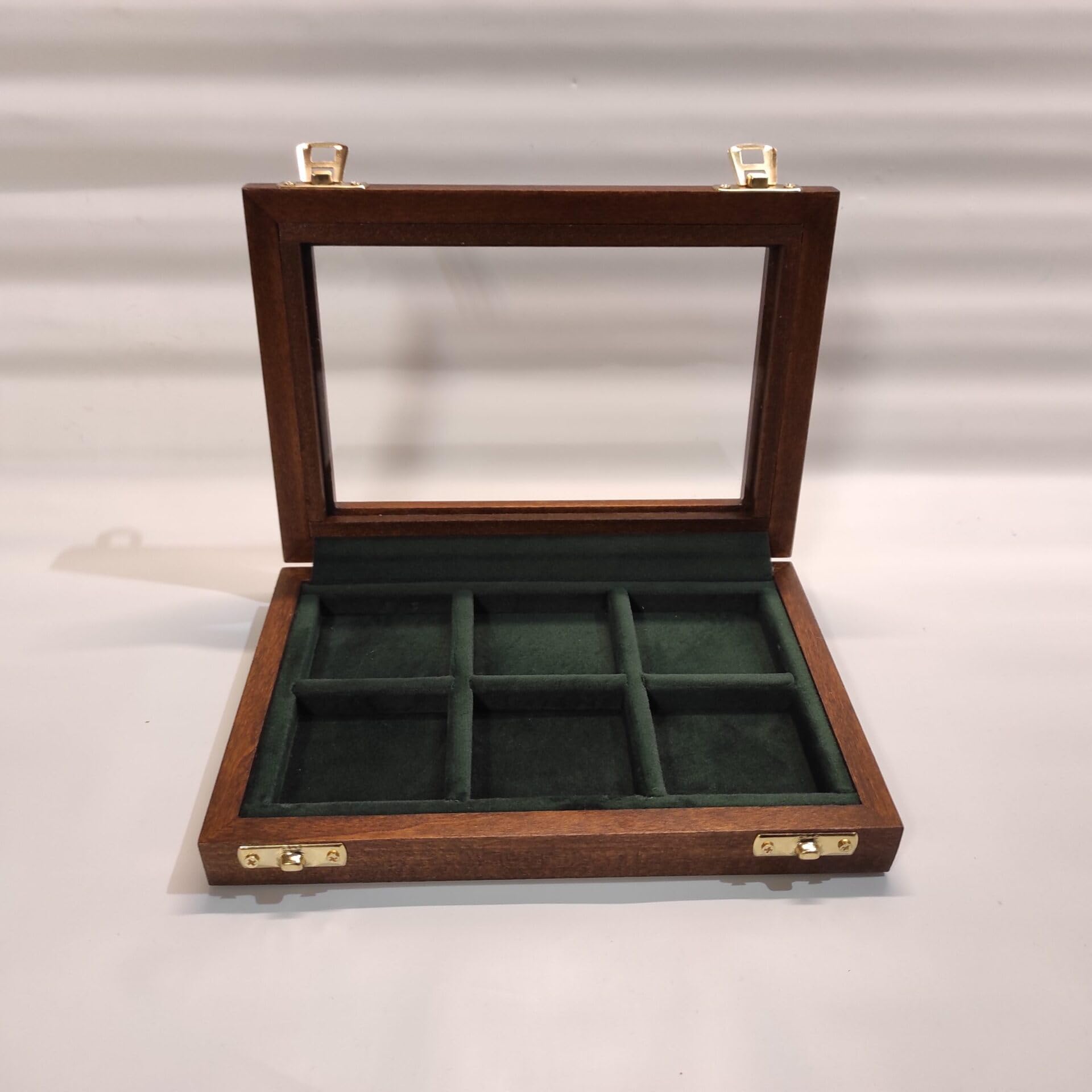 Cofanetto in legno per monete da collezione 6 caselle 50x50 mm, personalizzabile, velluto italiano, numismatica – Coins&More