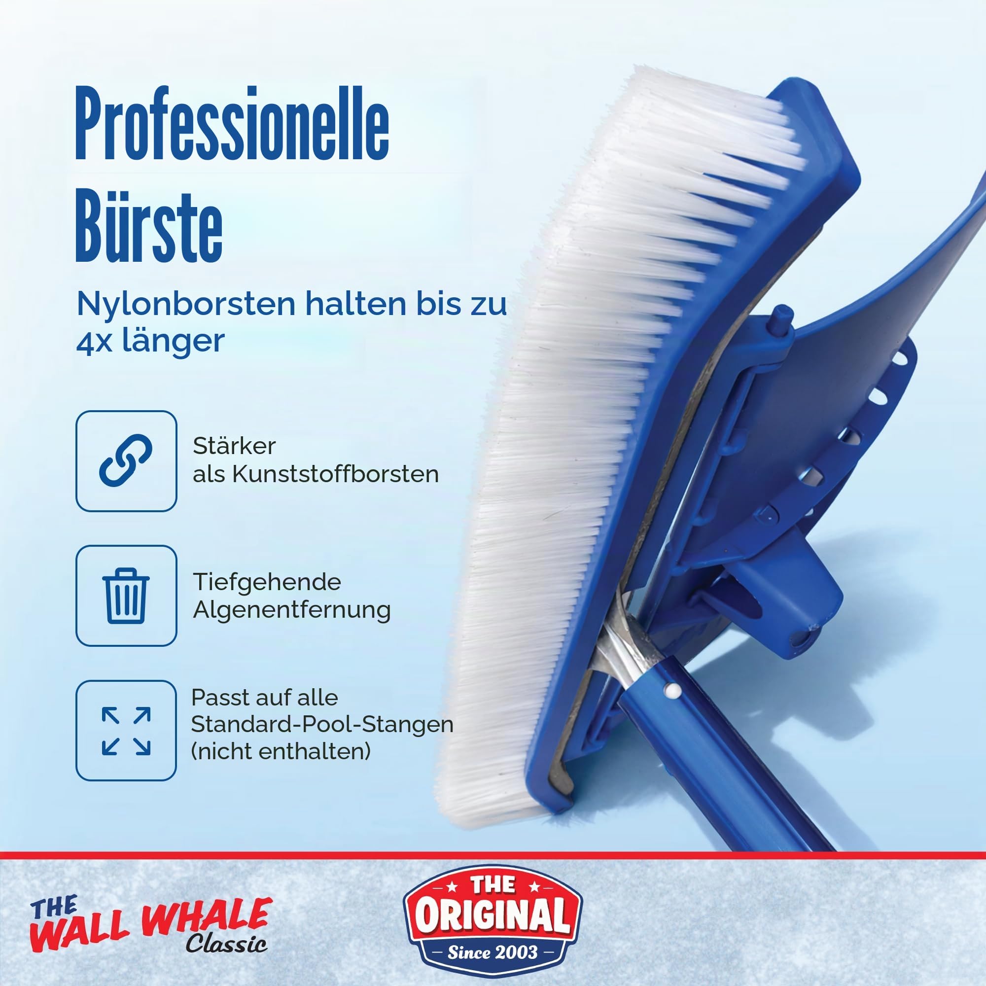 The Wall Whale Classic WW18Res Schwimmbadbürste, 45,7 cm, Blau