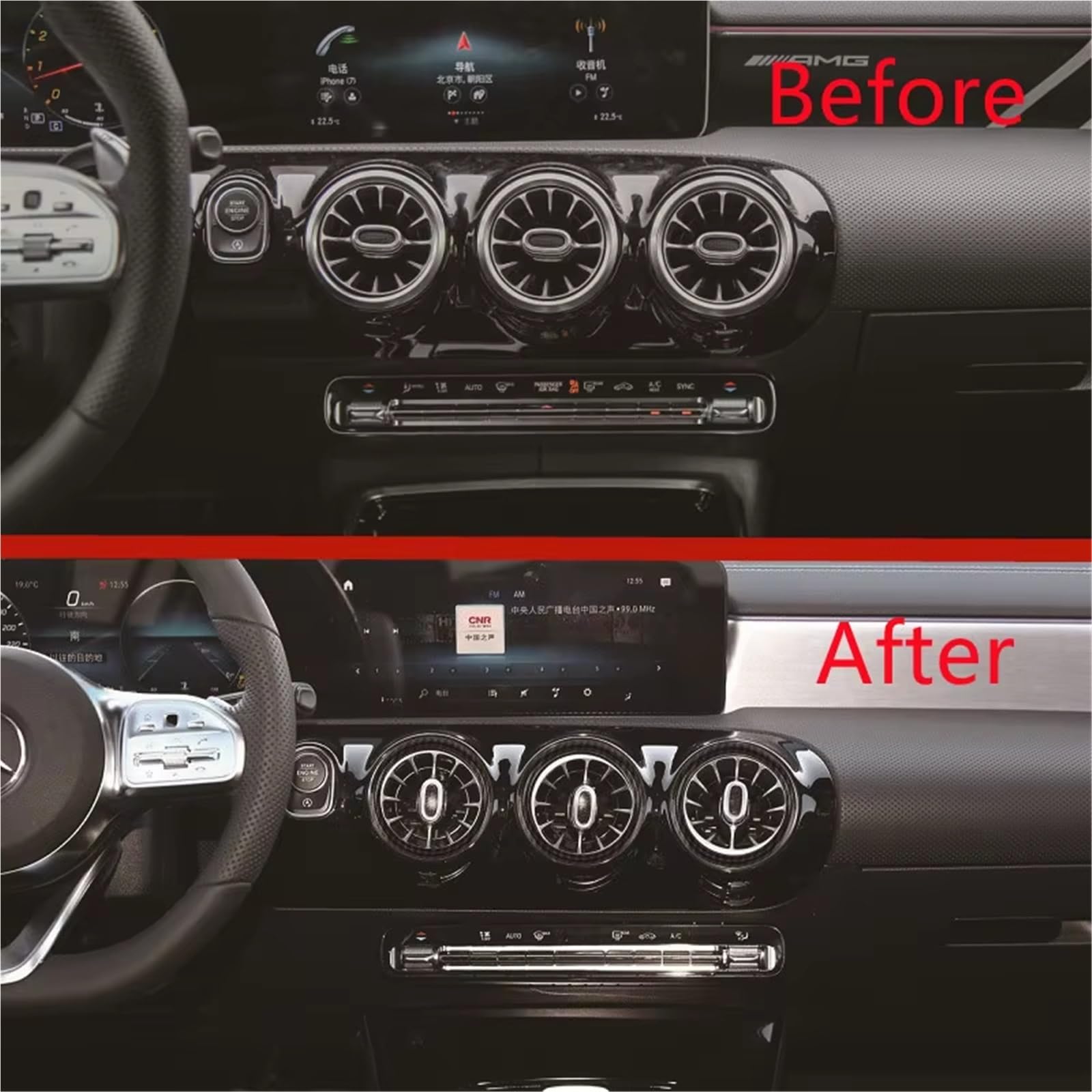 Compatible Con Benz Para Clase B W247 2020 2021 2022 2023 2024 Cubierta Anillo Salida Ventilación Aire Acondicionado Coche Embellecedor Interior