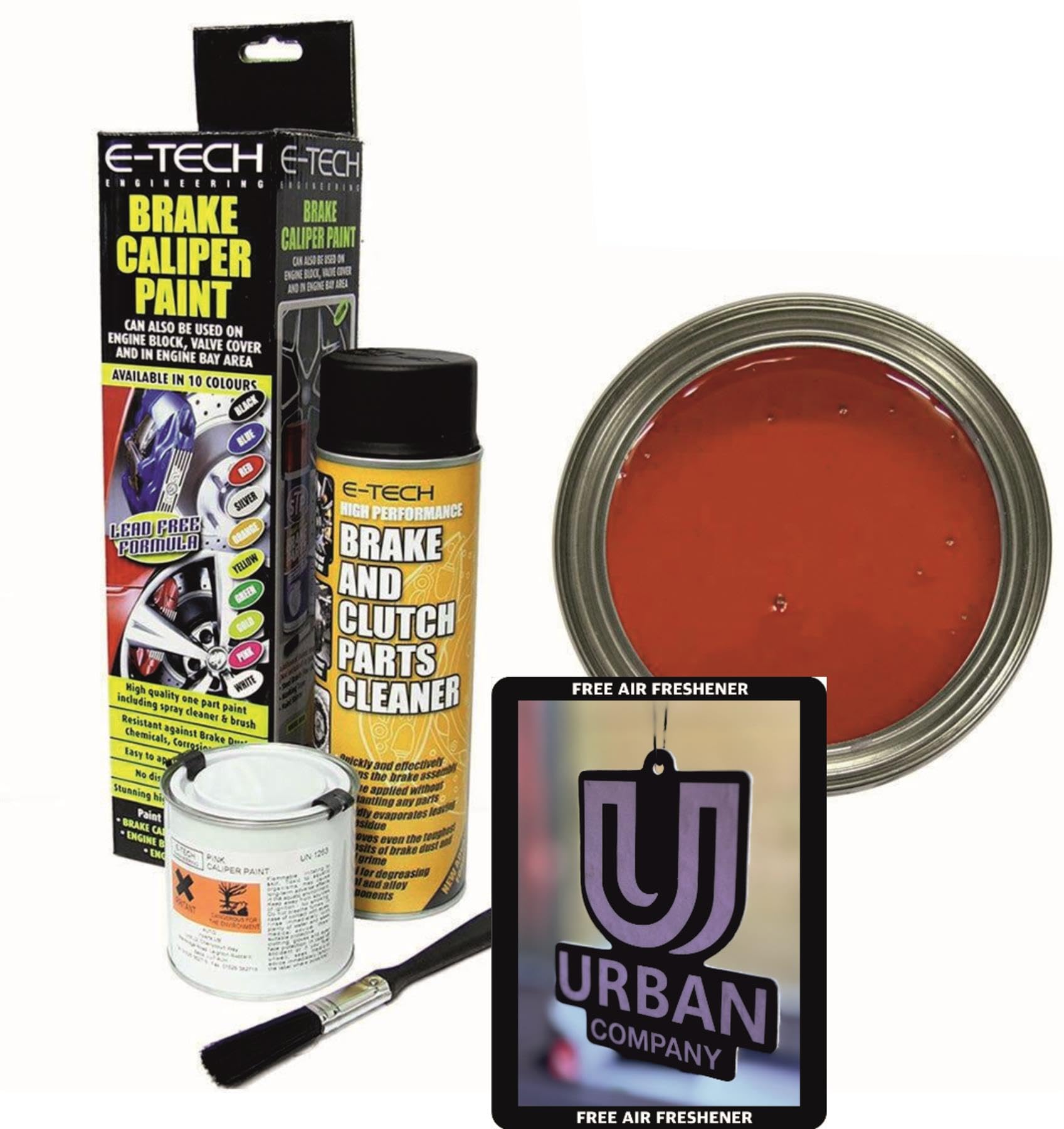 The Urban Company Red Brake Caliper Paint Complete Kit Inc Paint/Cleaner & Brush Enough For Calipers Inc Free Air Freshener