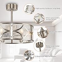 Vista 5 de Ventilador de techo de cristal de 52 pulgadas con control remoto de luces, ventilador de araña de casa de campo negro, candelabro rústico