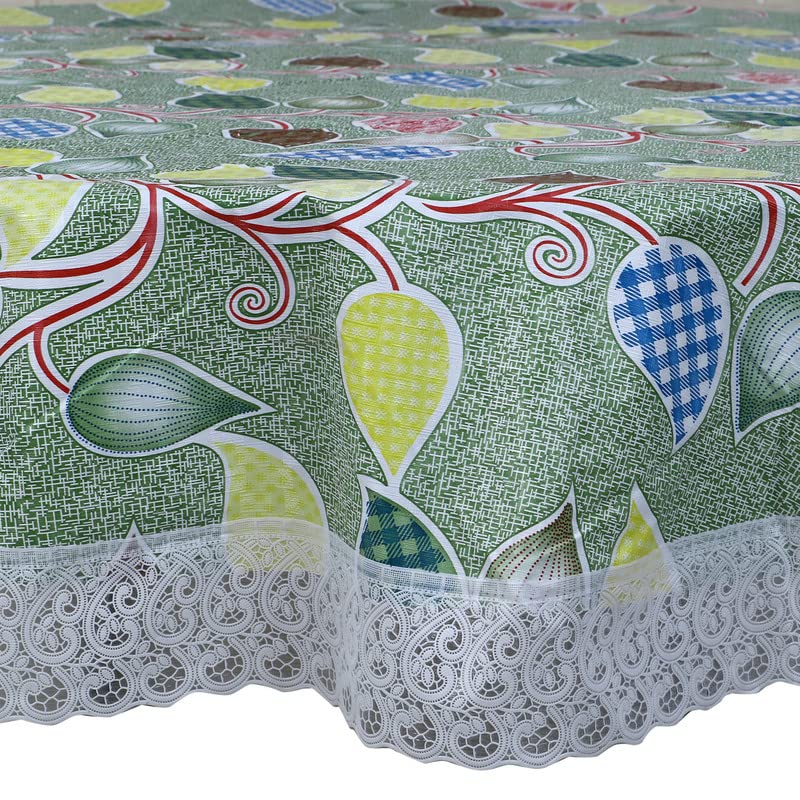 Image of Dakshya Industries Printed PVC Plastic Flowered 4 Seater Round Shape Table Cover (Size- 60 Inches Round)