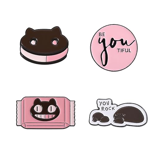 Cute Enamel Pins for Backpacks, Kawaii Anime Soot Sprites Cat Frog Cartoon Pins for Kids, Lapel Pin Set Badges for DIY Clothing Bags Jackets Jewelry Accessory Decoration Gift - Pink