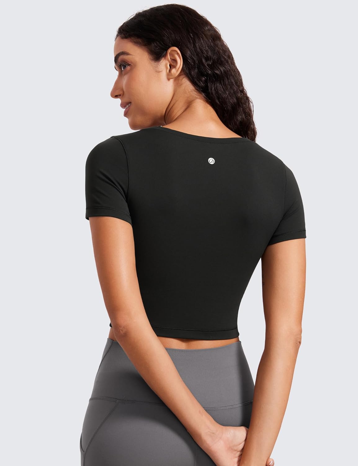 CRZ YOGA Butterluxe Short Sleeve Shirts for Women Scoop Neck Casual Crop Tops Workout Yoga Basic Slim Fit T-Shirts - Image 2