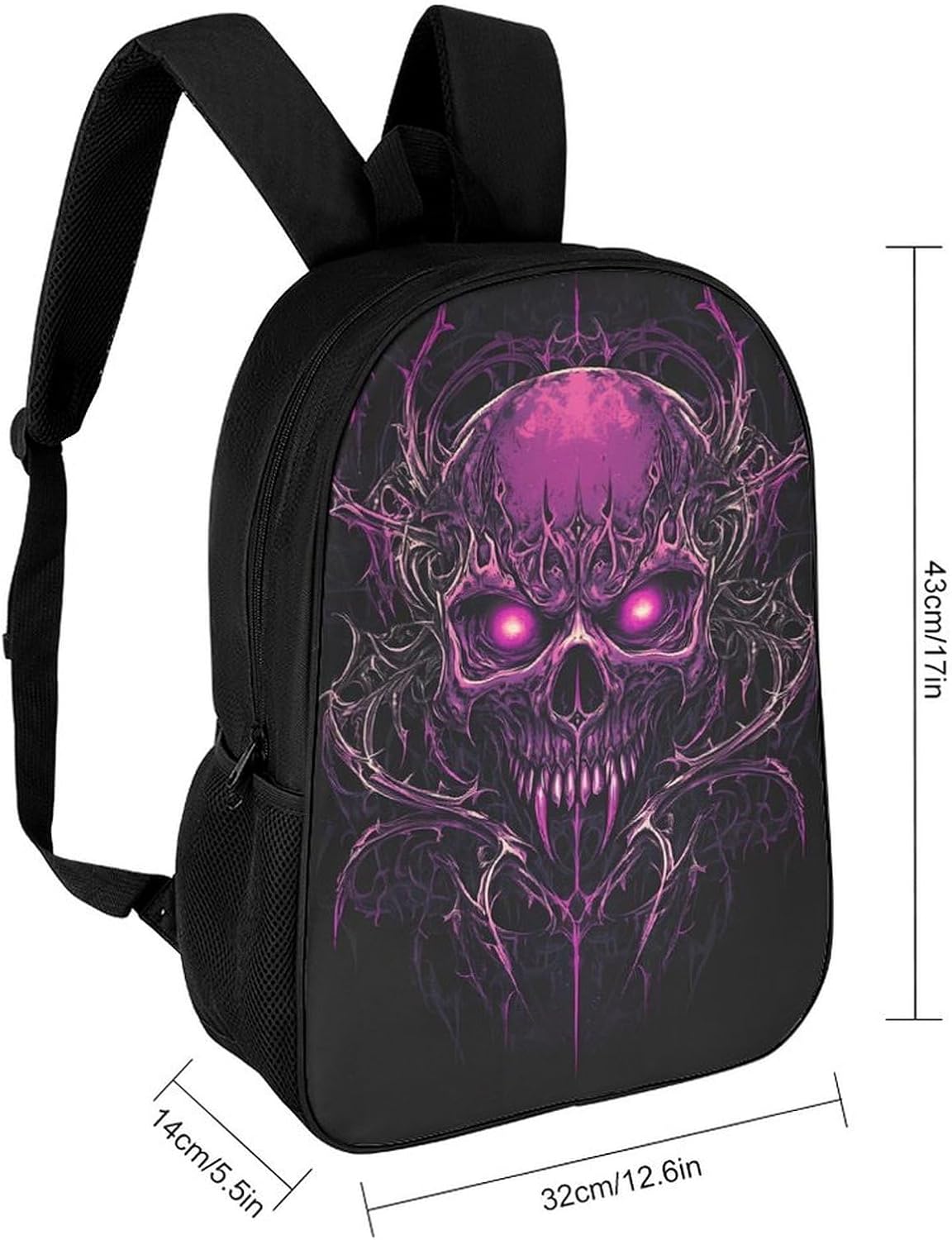 Vampire Skull Head Unisex Backpack 17" Casual Daypacks Simple Shoulders Bag for Camping Hiking Travel Gear