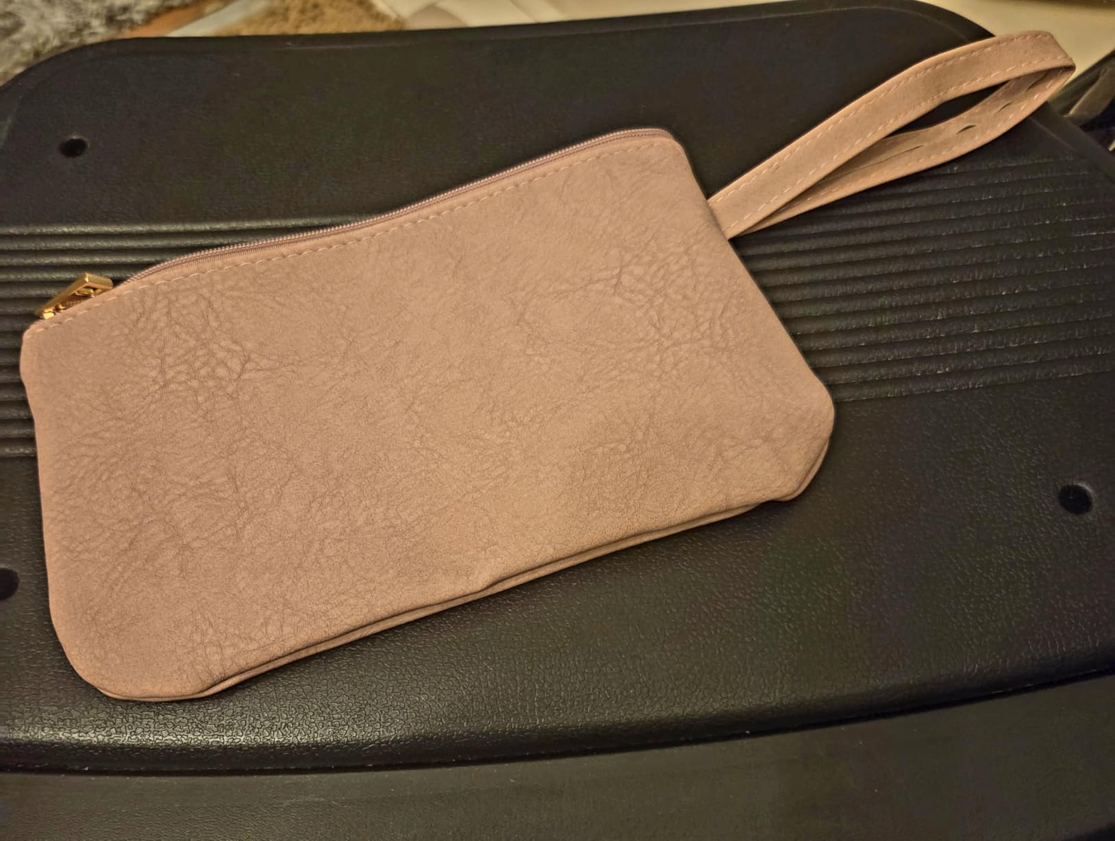 RIGHT AWAY Small Makeup Bag for Purse,Cosmetic Bag Organizer for Women,Waterproof PU Leather Make Up Pouch Toiletry Bag with Pockets,Portable Makeup Case for Travel Accessories&Accessories(Pink)